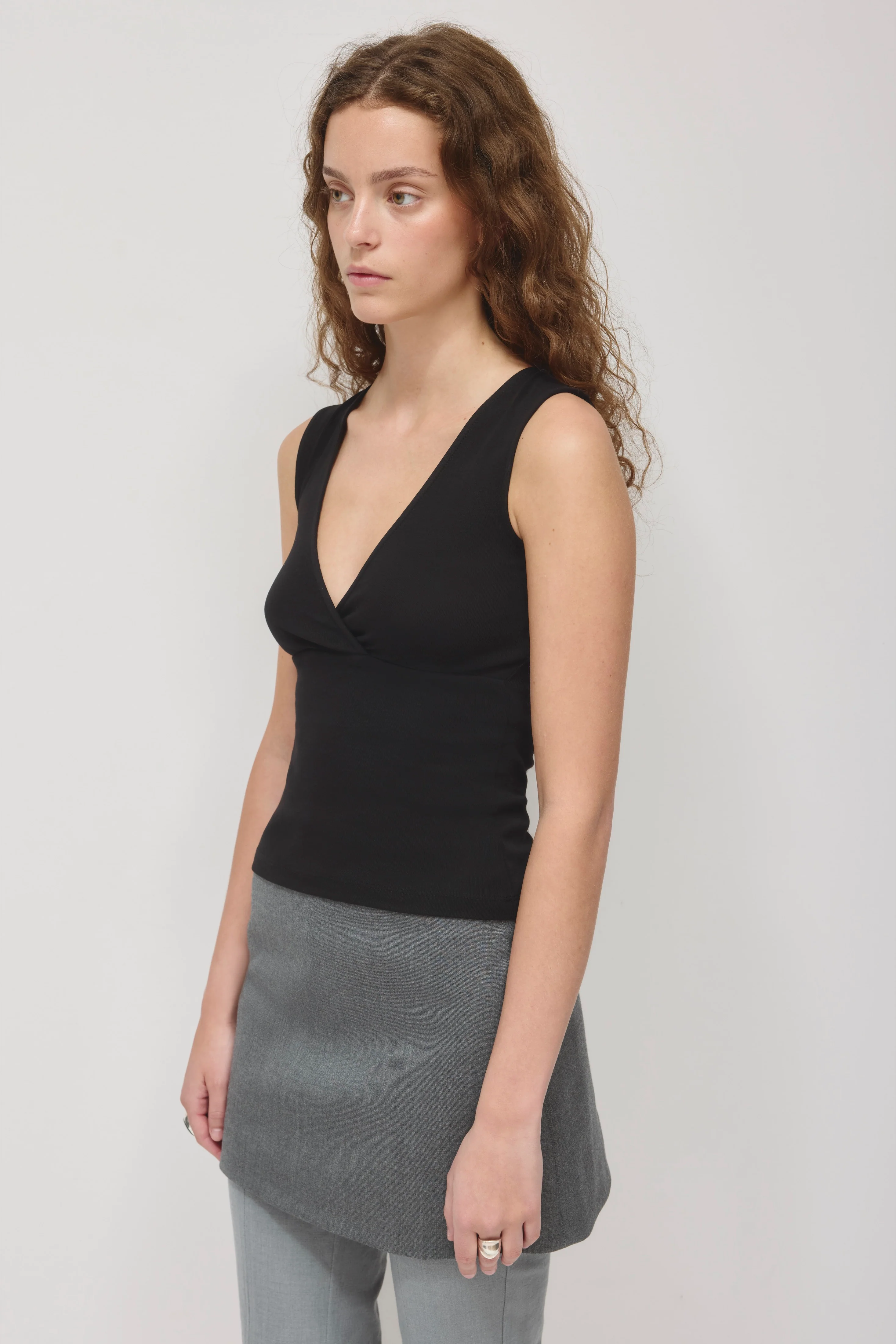 Women's Crossover Tank in Black - Image 3