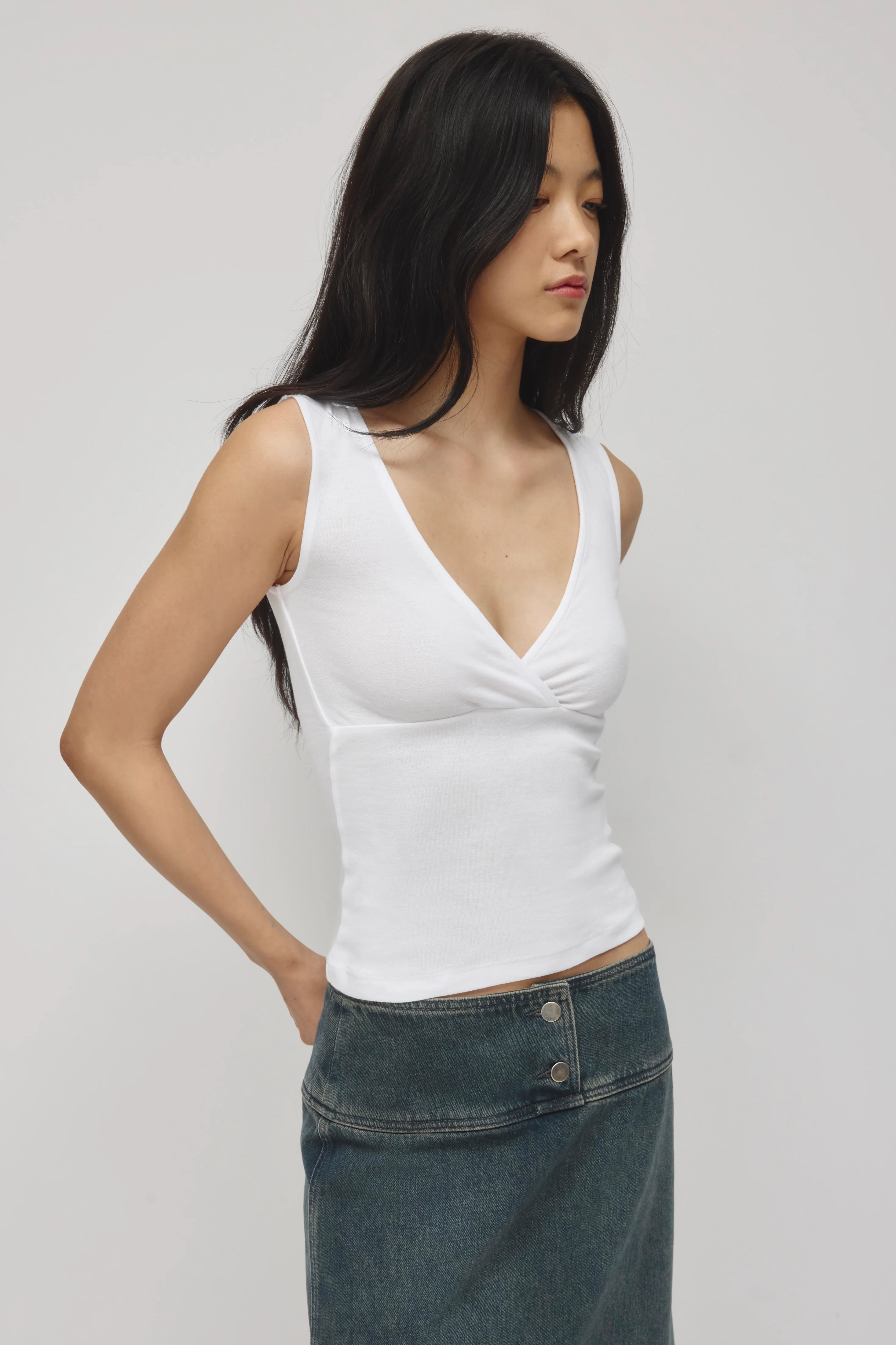 Women's Crossover Tank in White - Image 3