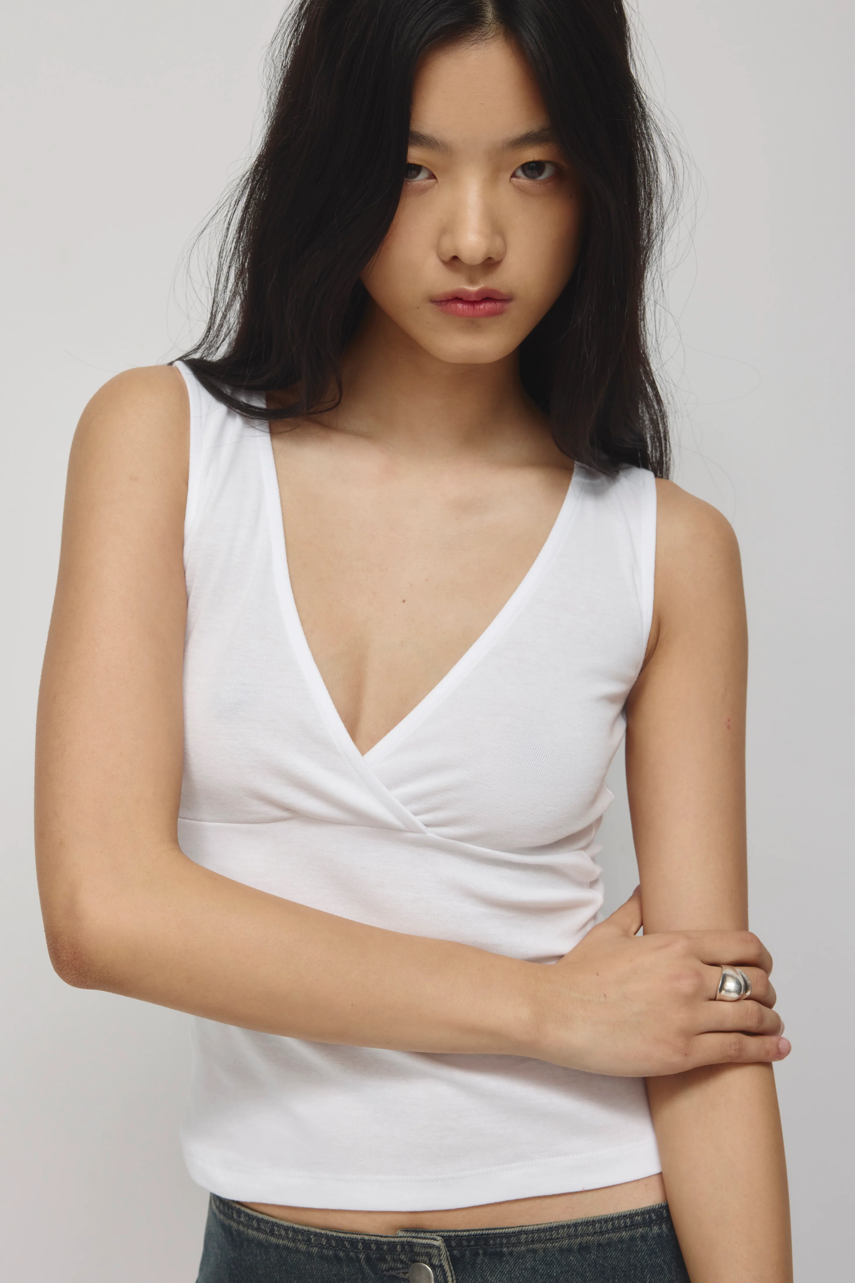 Women's Crossover Tank in White - Image 5
