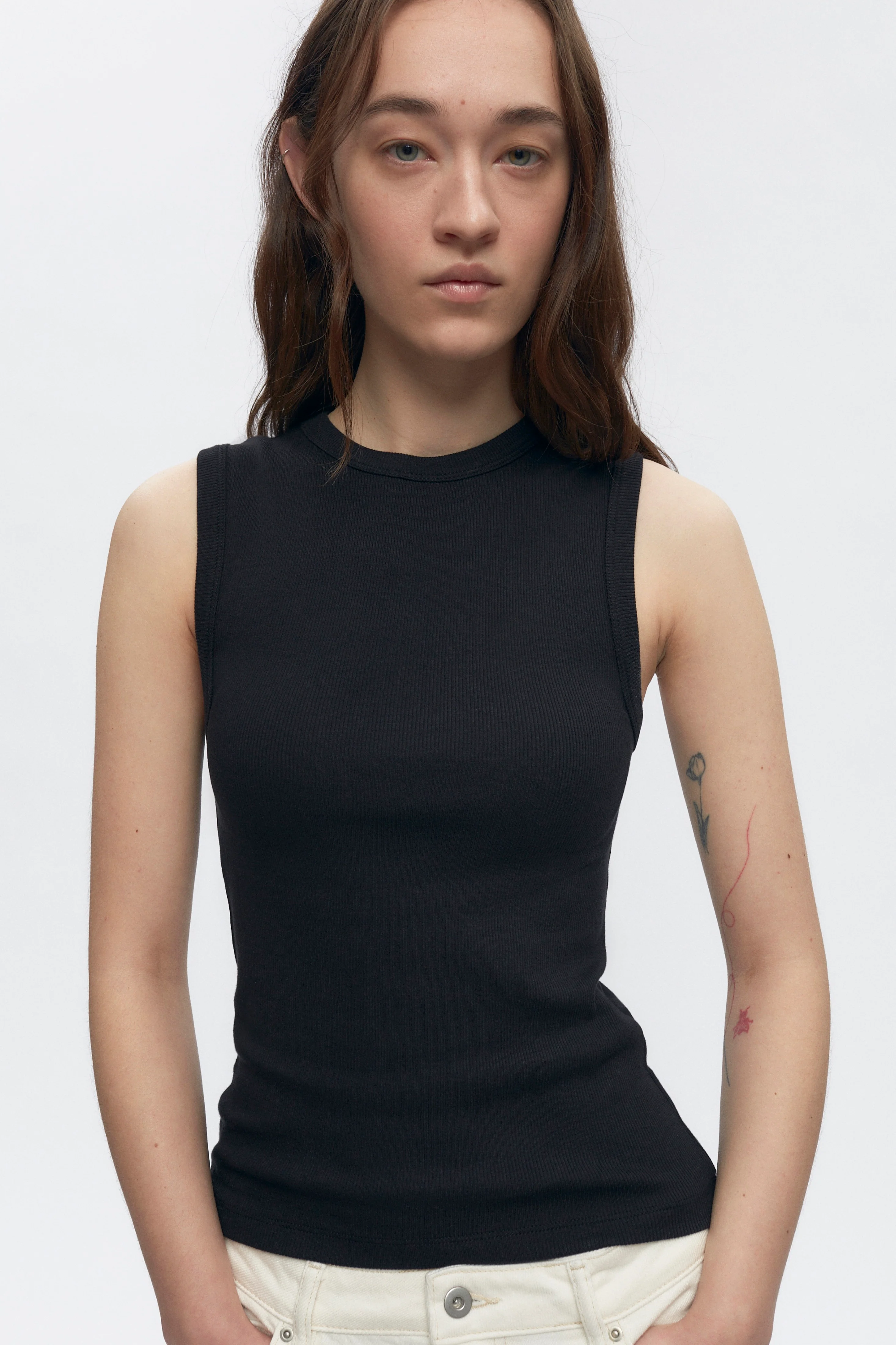 Women's Cut Off Tank in Black