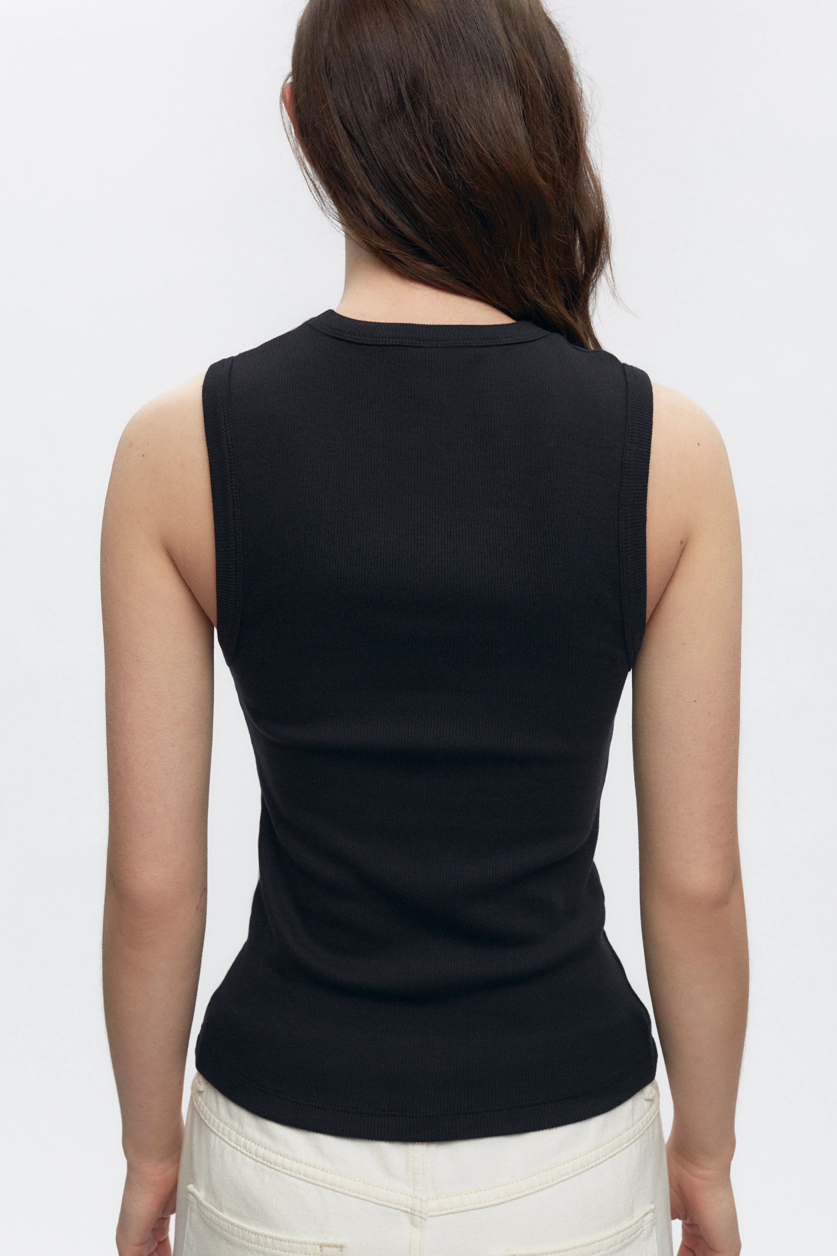 Women's Cut Off Tank in Black - Image 4