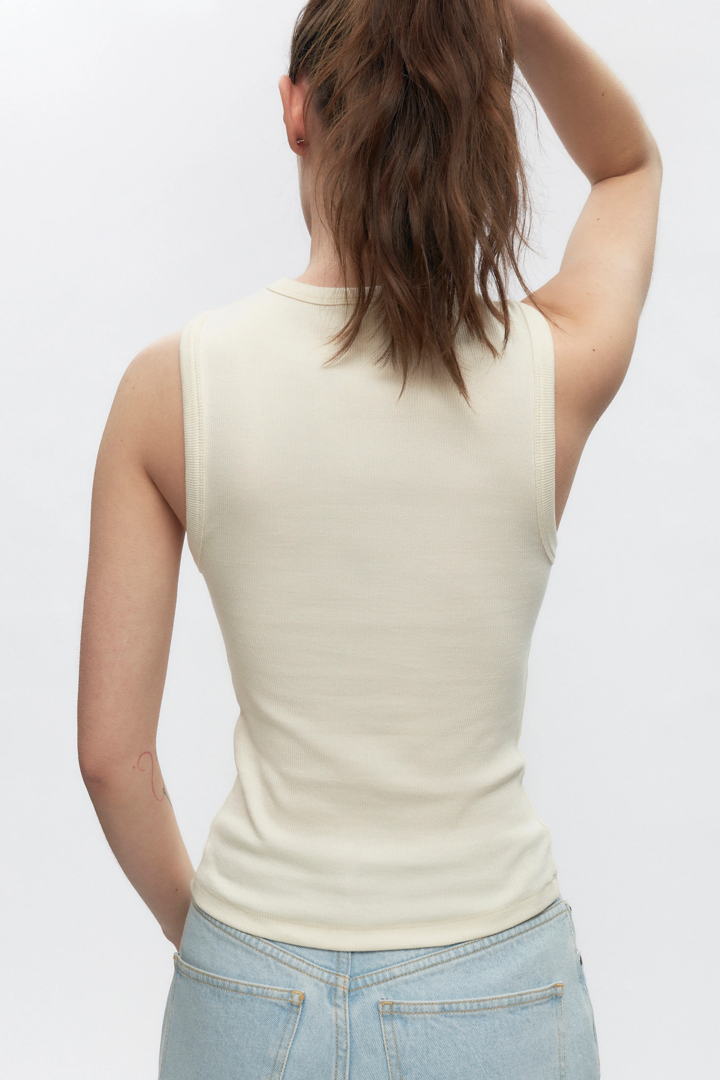 Women's Cut Off Tank in Marshmallow - Image 4
