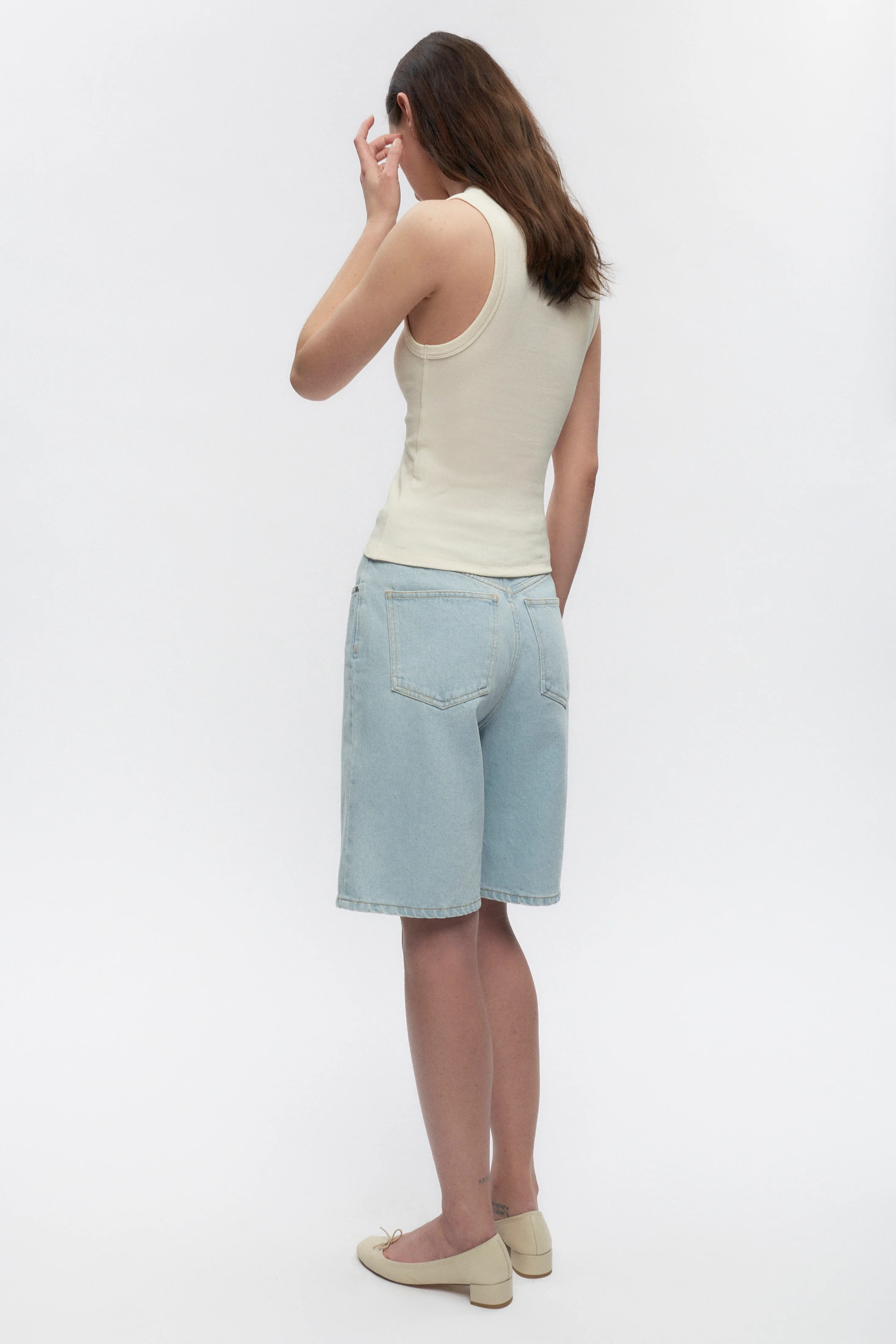 Women's Cut Off Tank in Marshmallow - Image 5