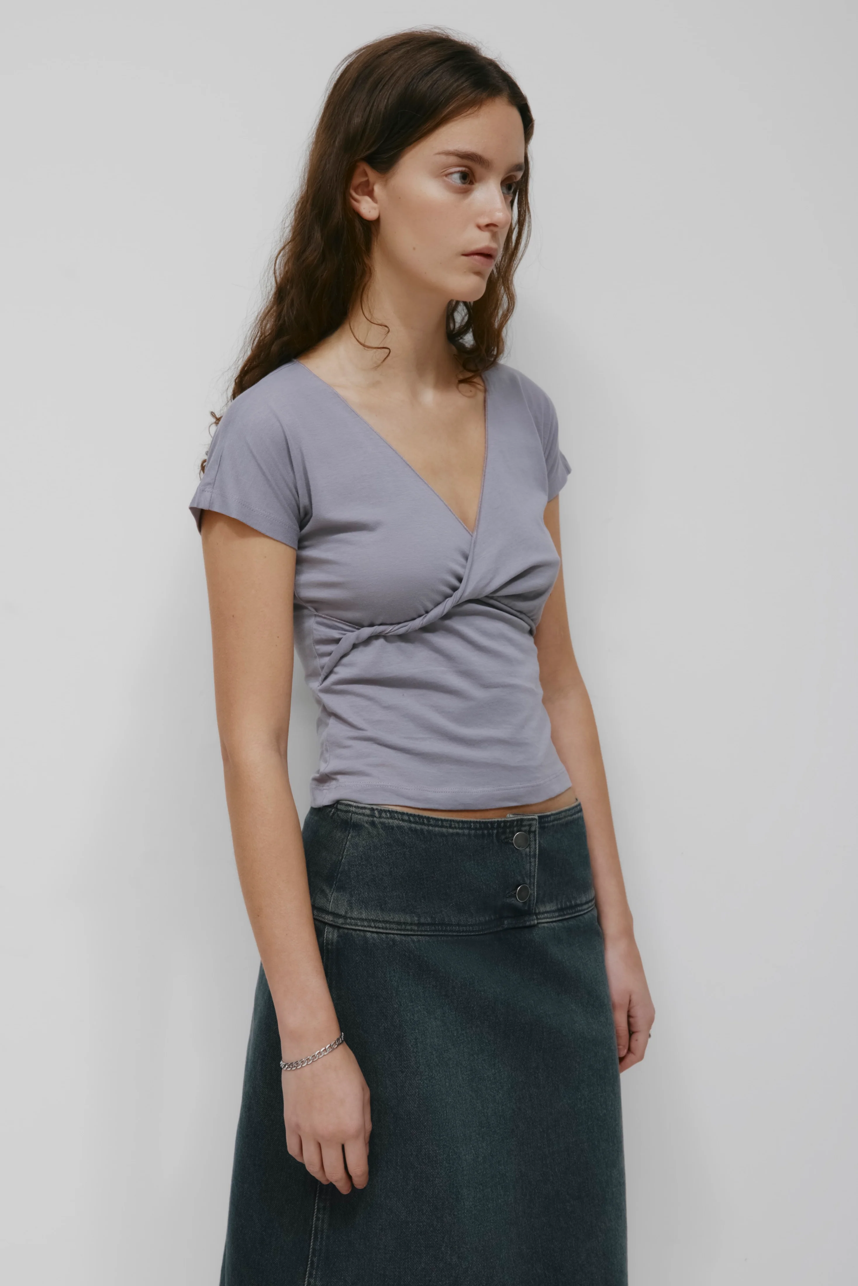 Women's Dalila Twist Top in Dusty Grape - Image 3