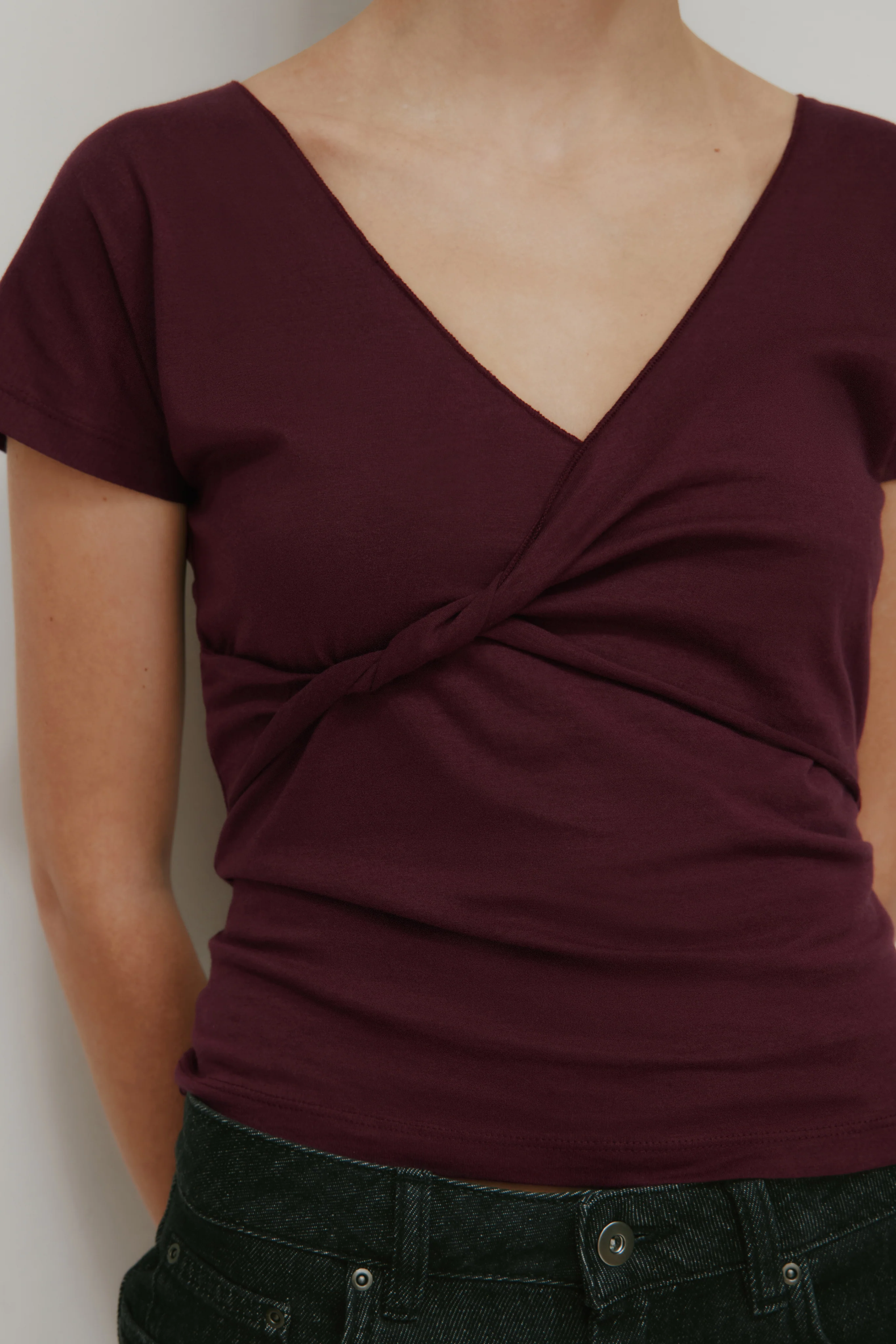 Women's Dalila Twist Top in Plum - Image 3