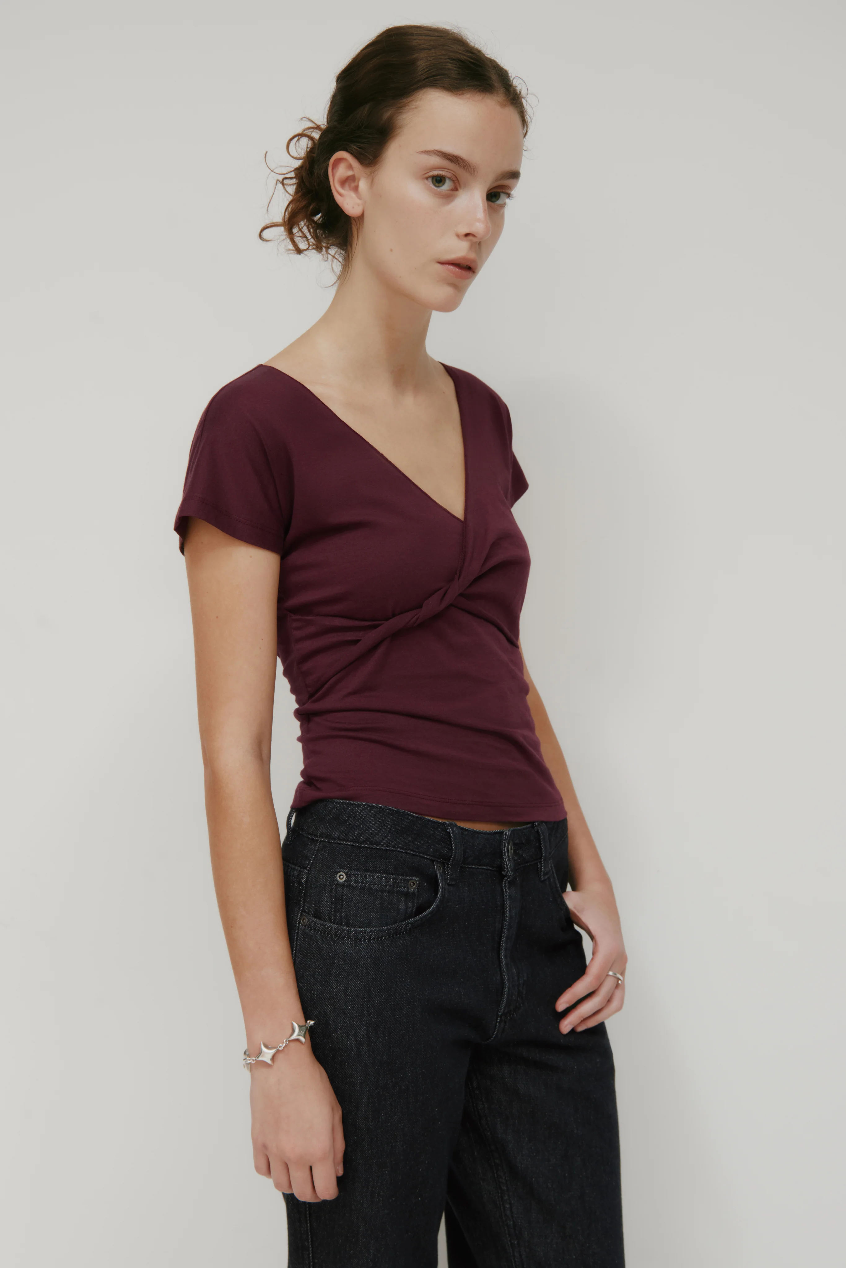 Women's Dalila Twist Top in Plum - Image 4