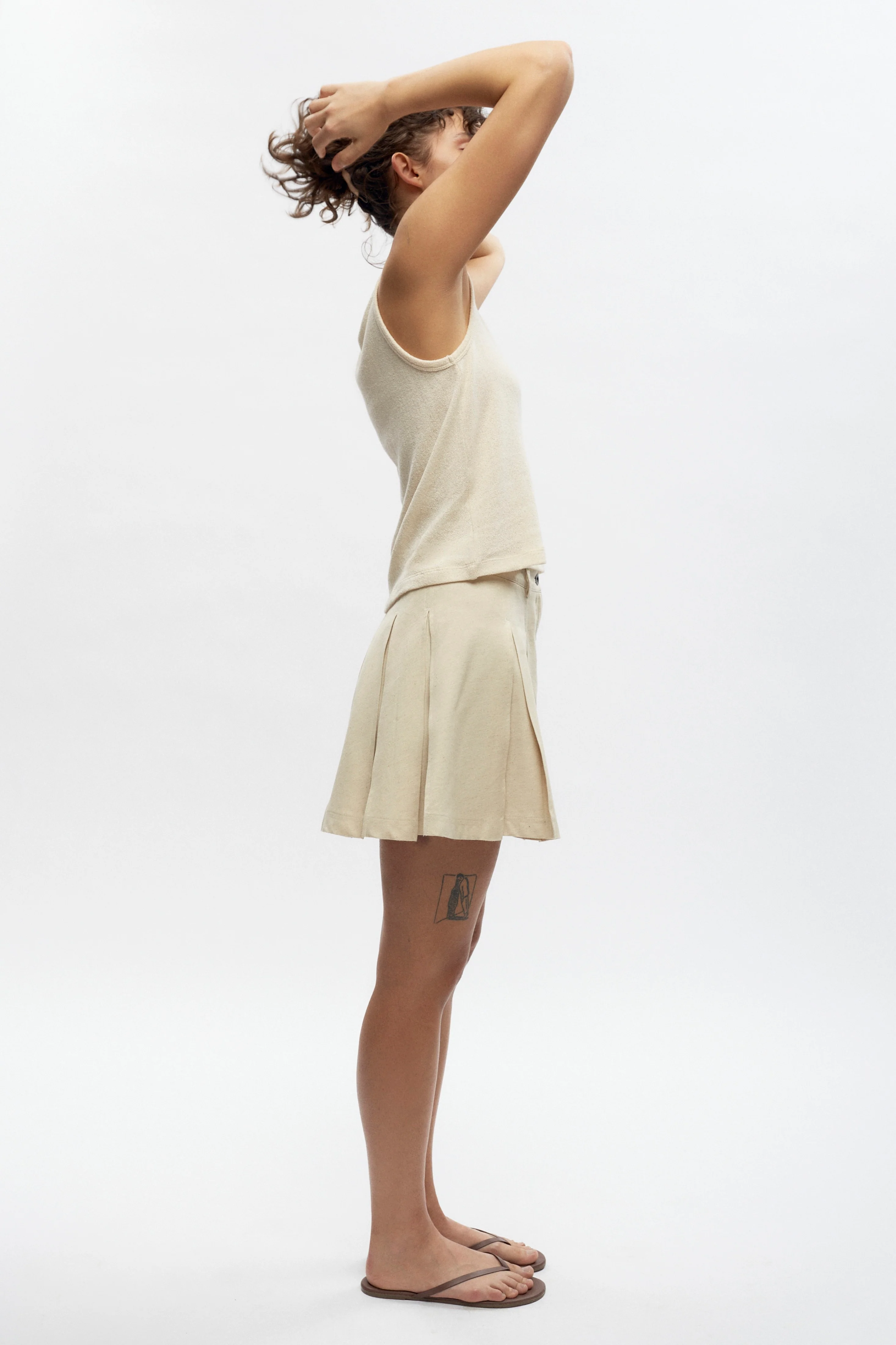 Women's Dendera Twill Pleated Mini in Fog - Image 4