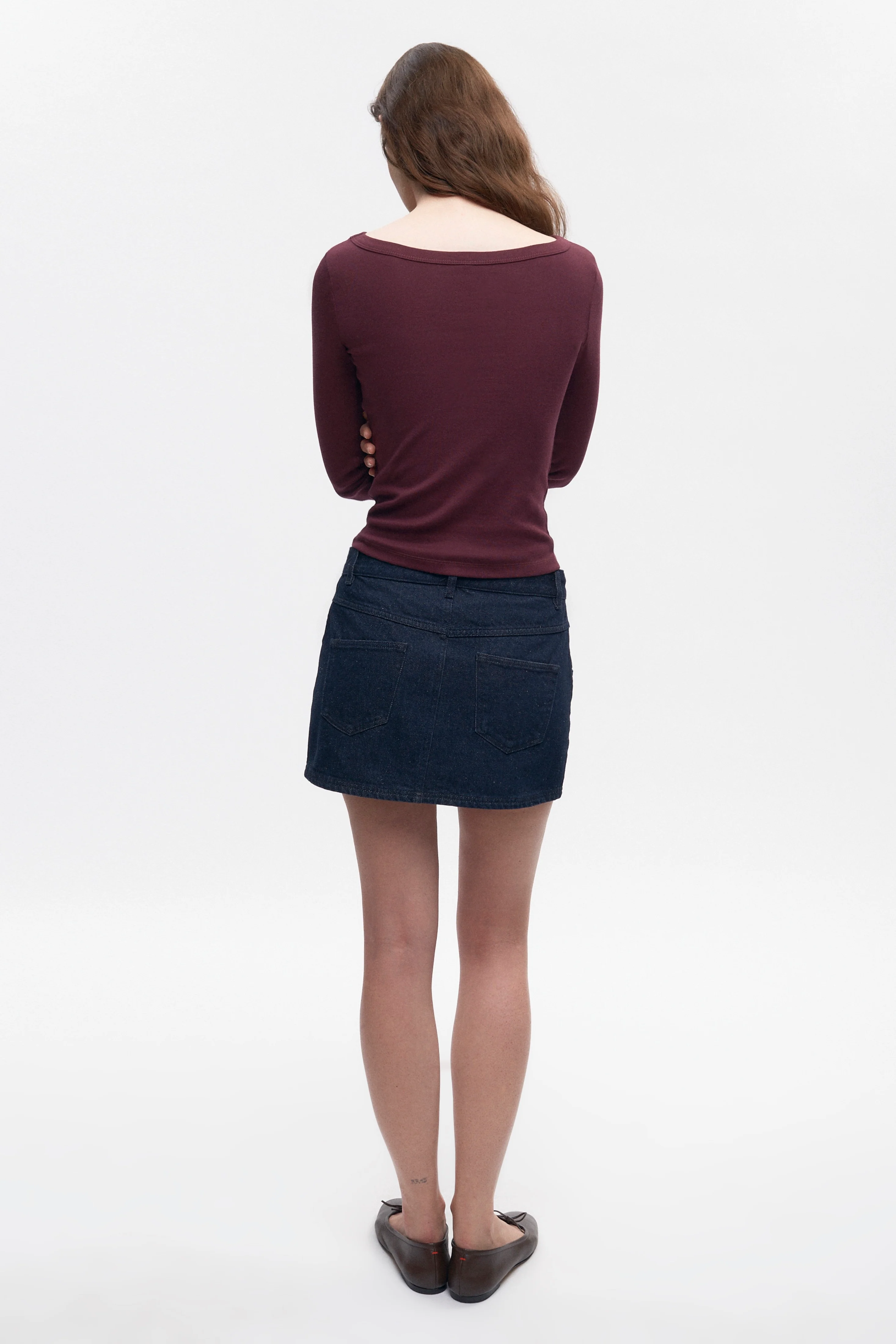Women's Denim Mini Skirt in Rinse - Image 6