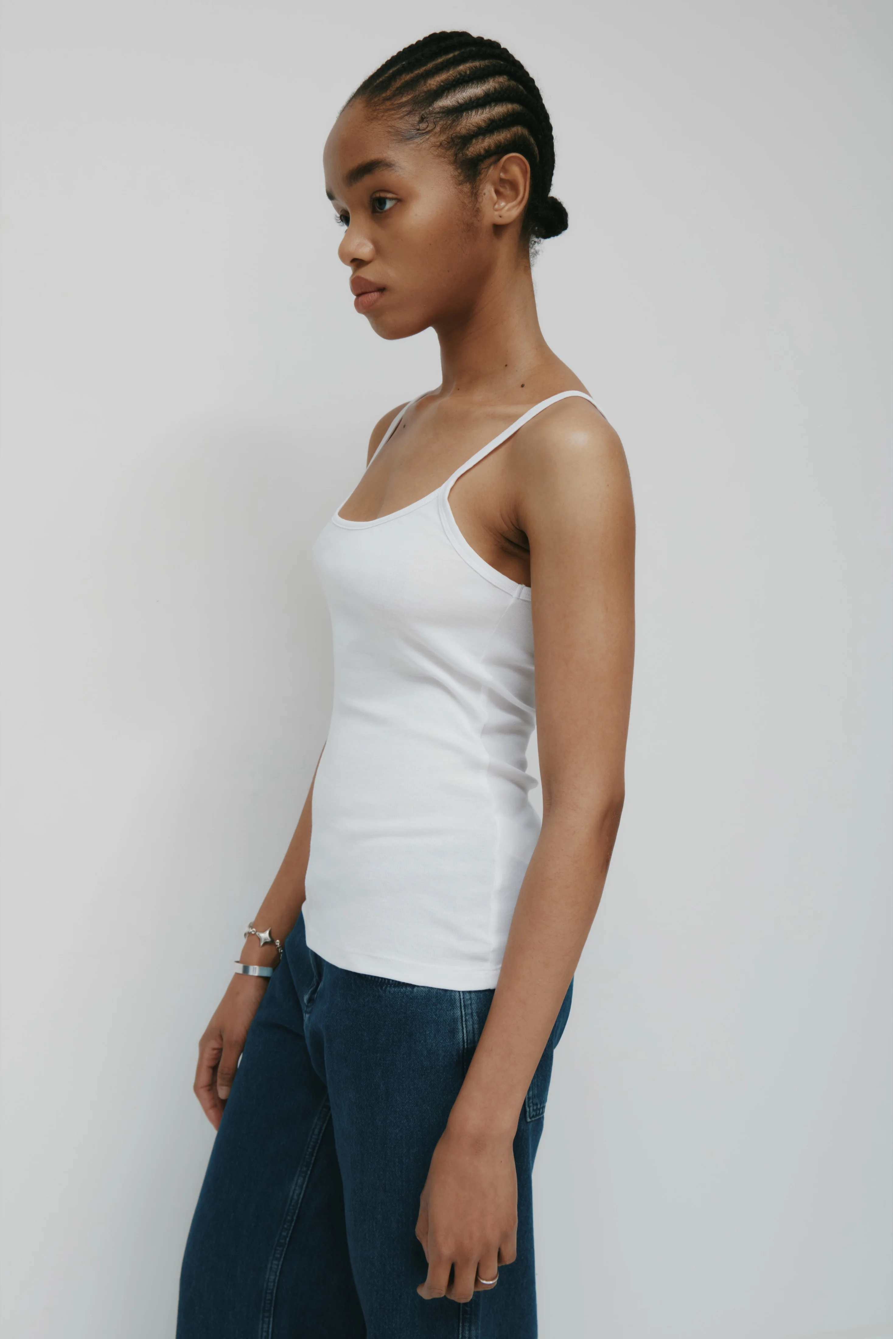 Women's Elongated Cami in White - Image 3