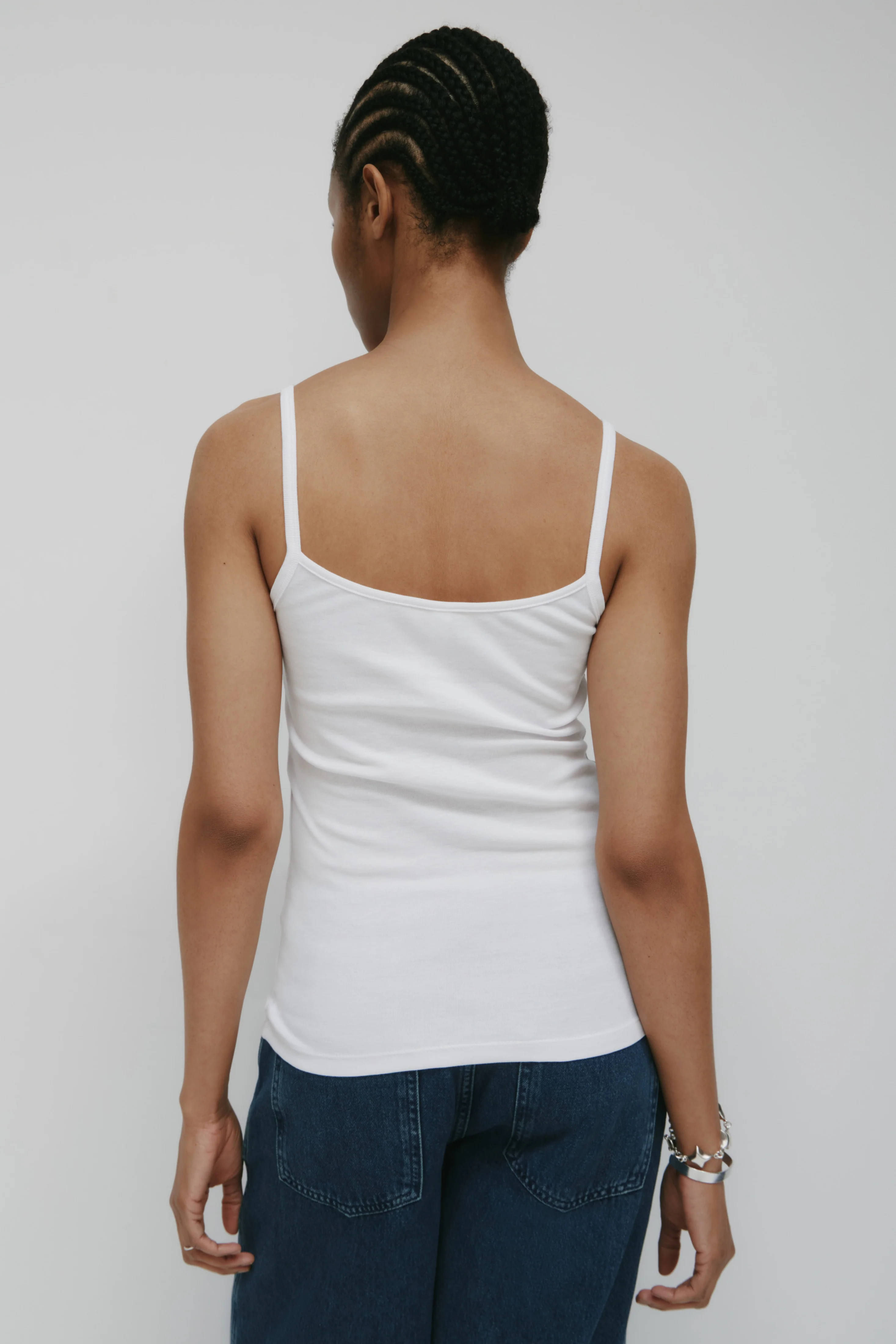 Women's Elongated Cami in White - Image 4