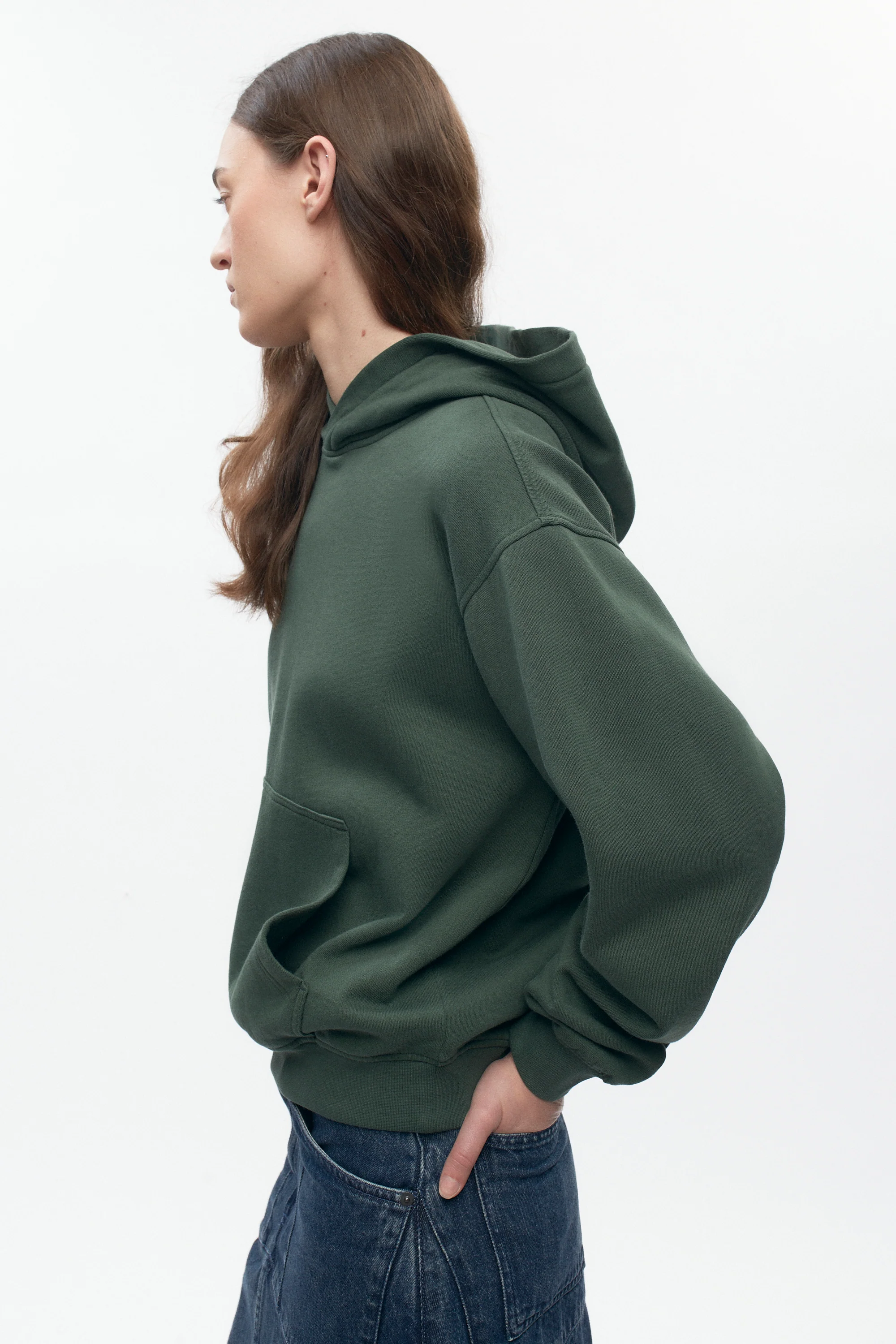 Women's Essential Hoodie in Bottle Green - Image 3