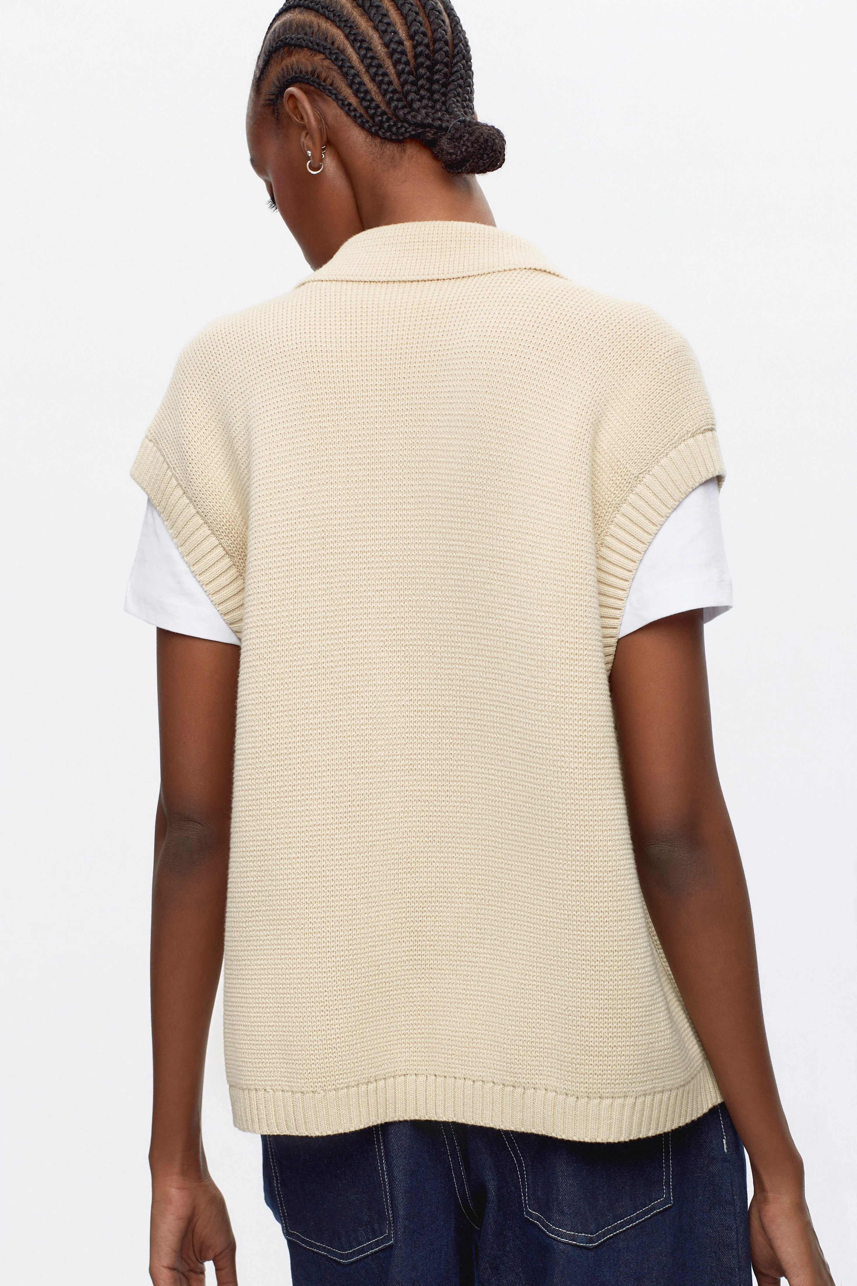 Women's Fine Knit Vest in Alabaster - Image 3