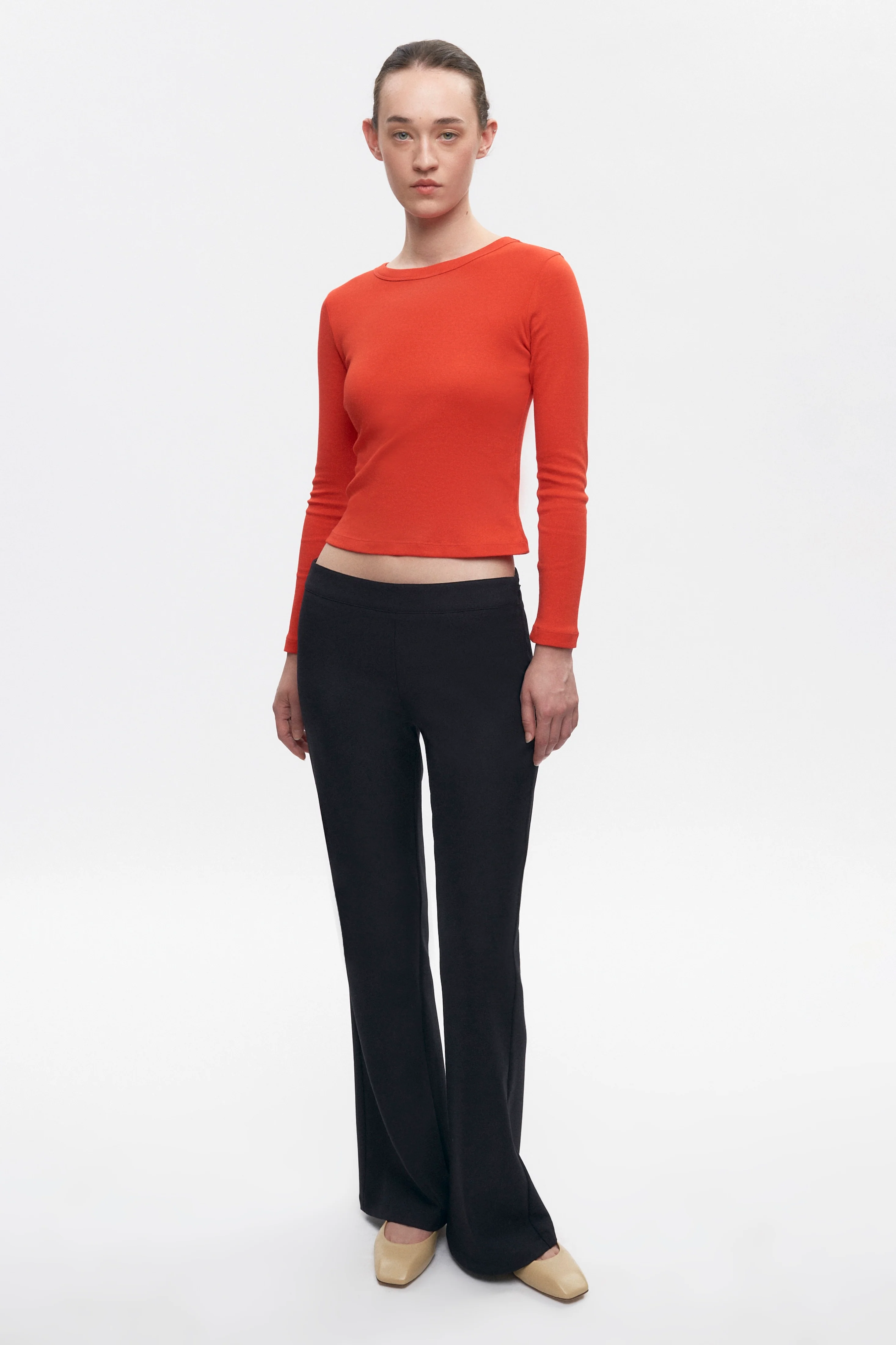 Women's Micro Rib Longsleeve in Fiery Red - Image 3