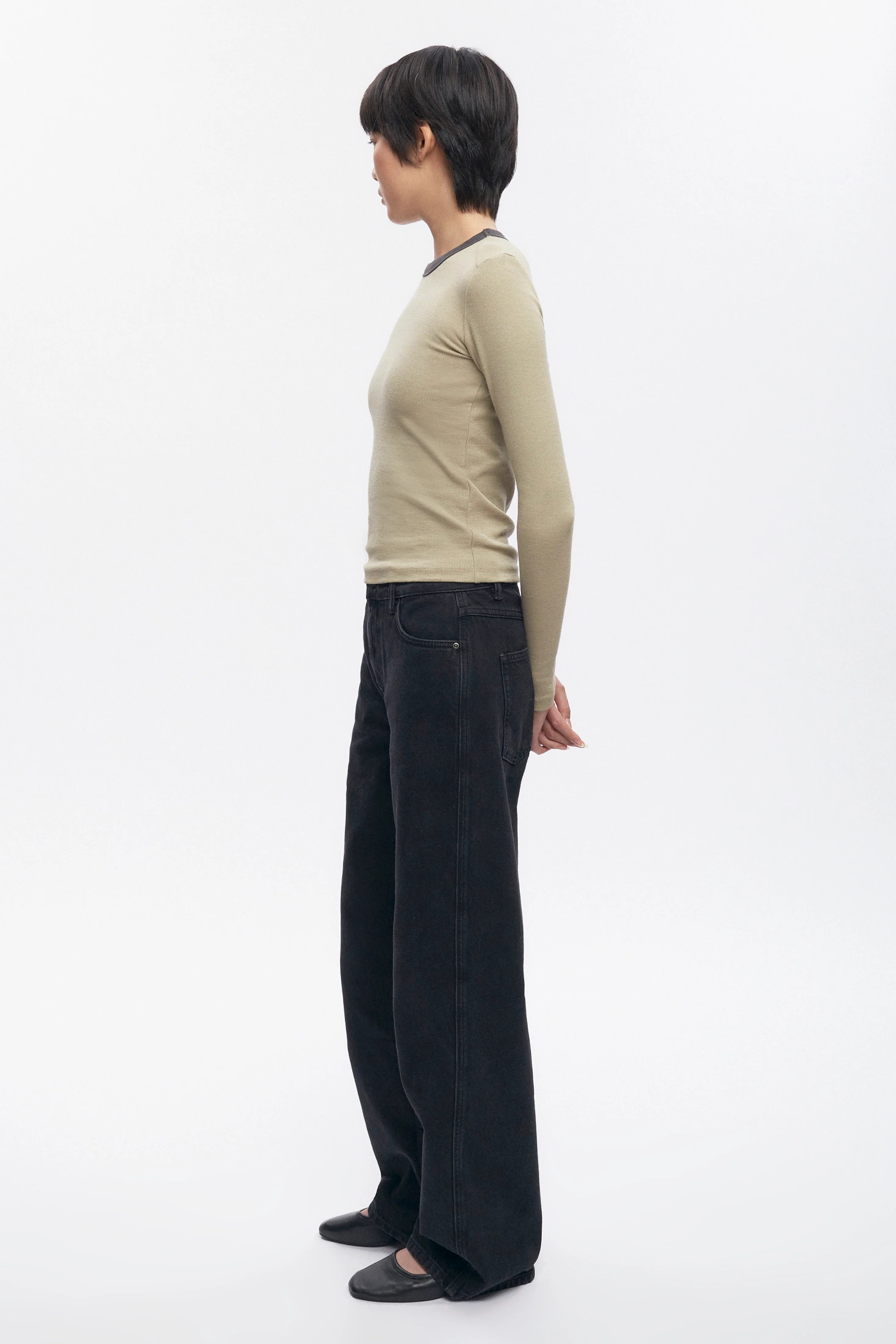 Women's Fitted Rib Longsleeve in Desert/Beluga - Image 5