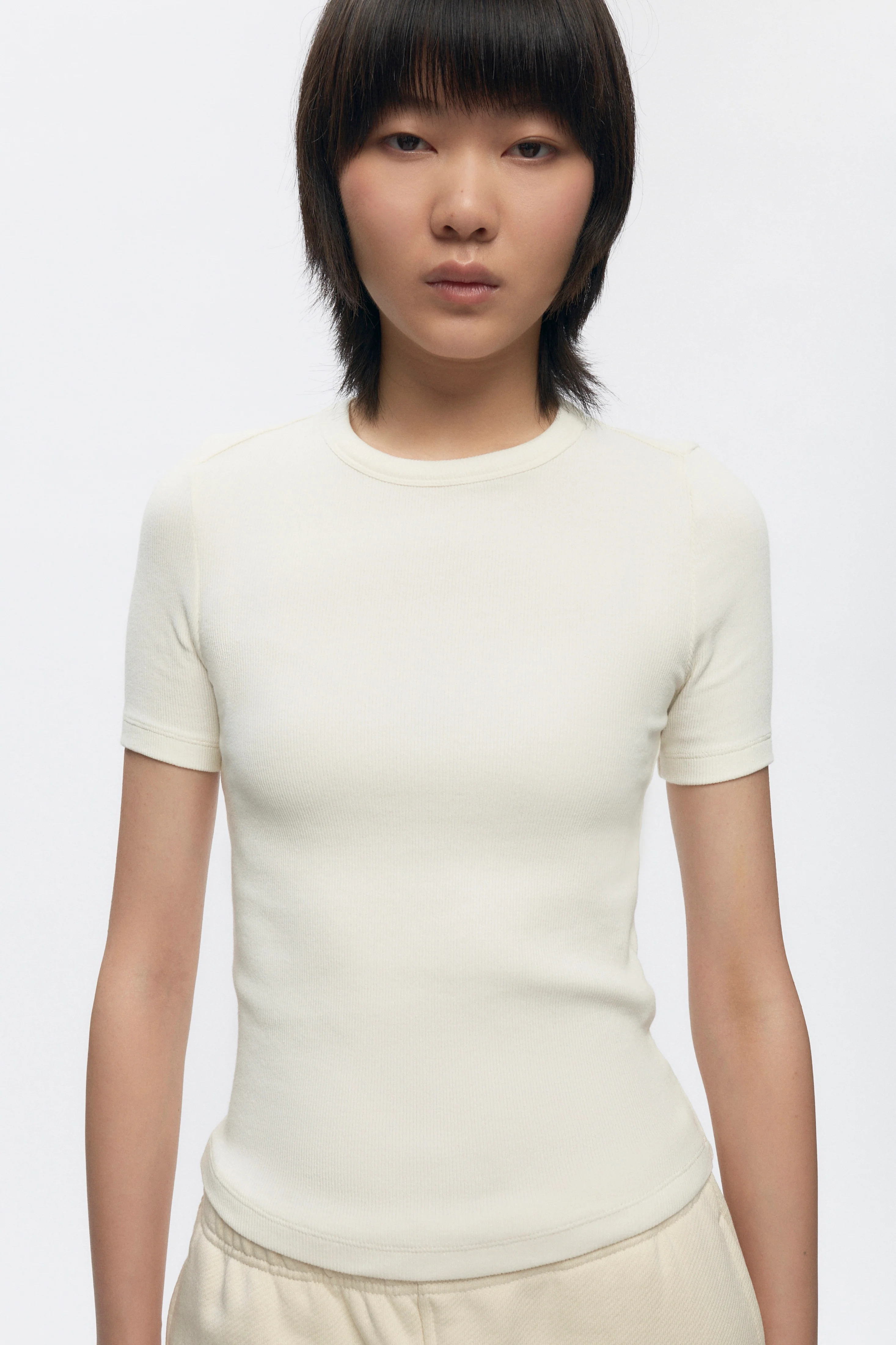 Women's Fitted Rib Tee in Marshmallow
