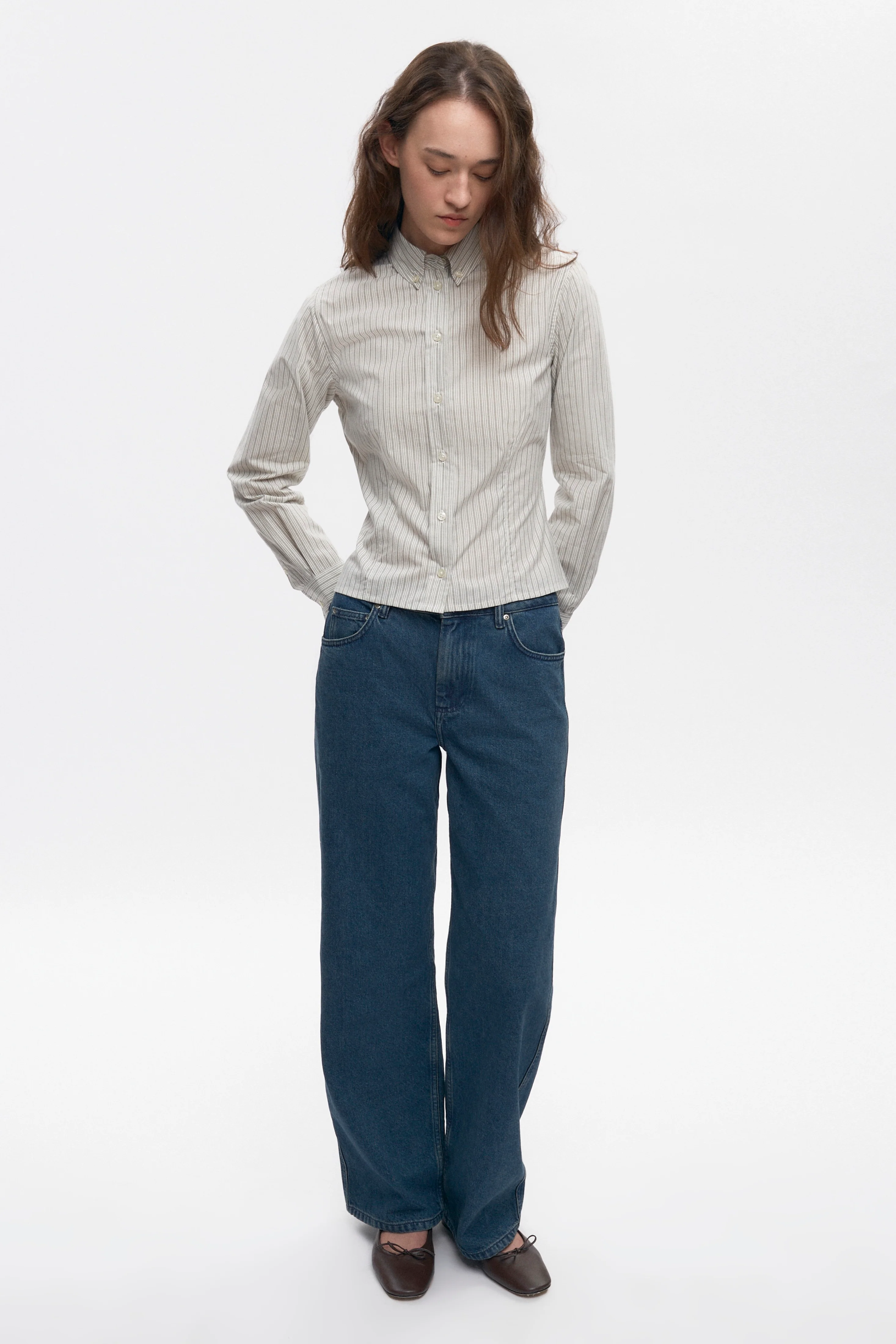 Women's Fitted Shirt in Desert Stripe - Image 4