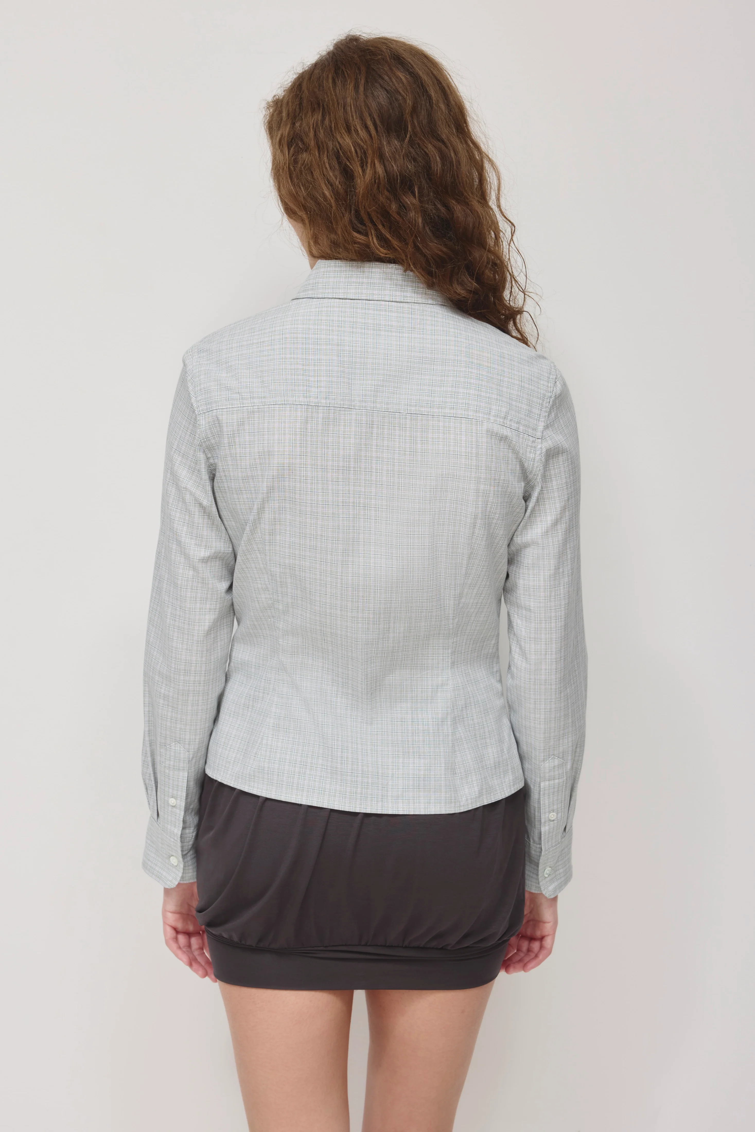 Women's Fitted Shirt in Dune Grass Check - Image 4