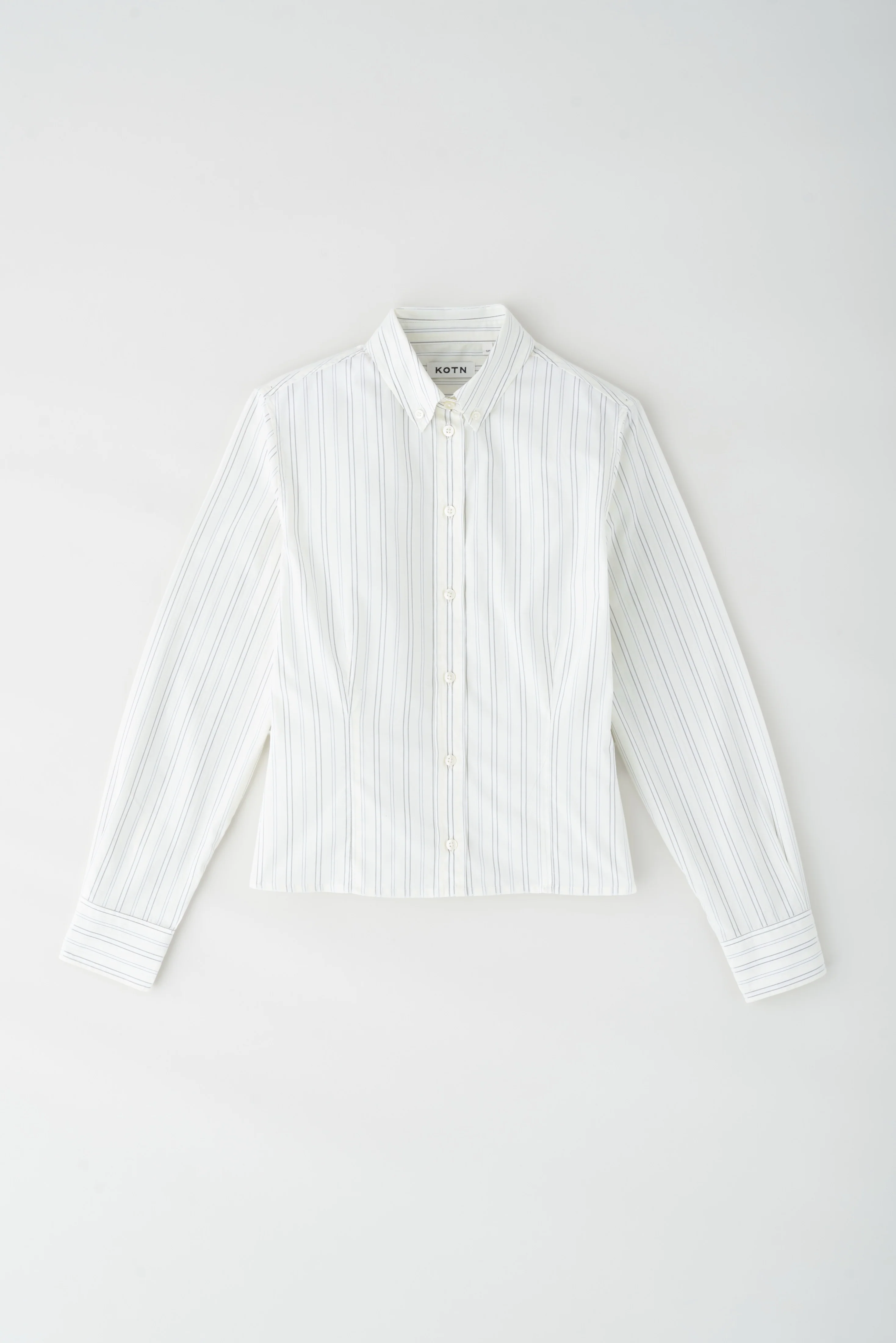 Women's Fitted Shirt in Marshmallow Stripe - Image 6