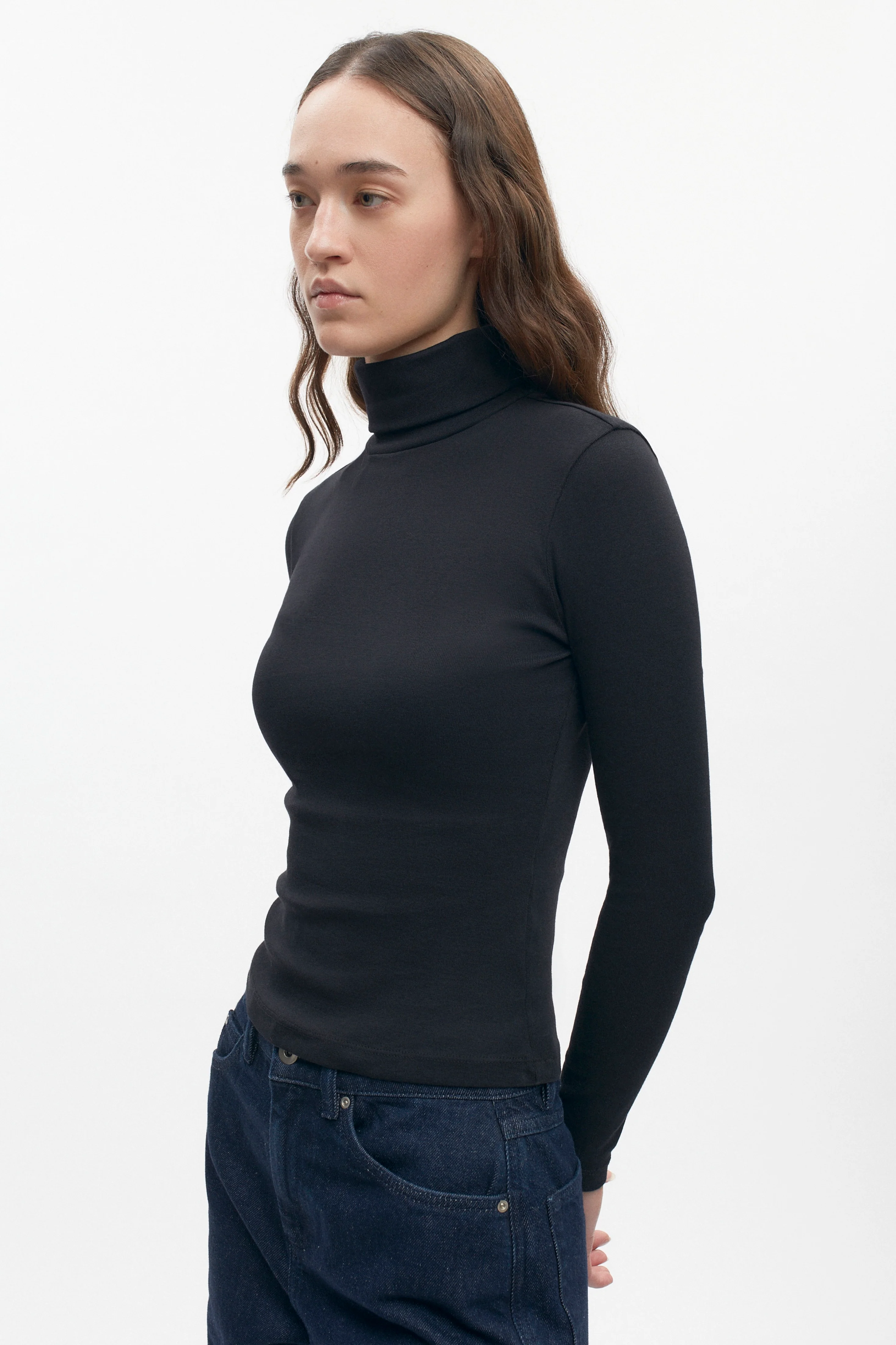 Women's Fitted Turtleneck in Black - Image 3