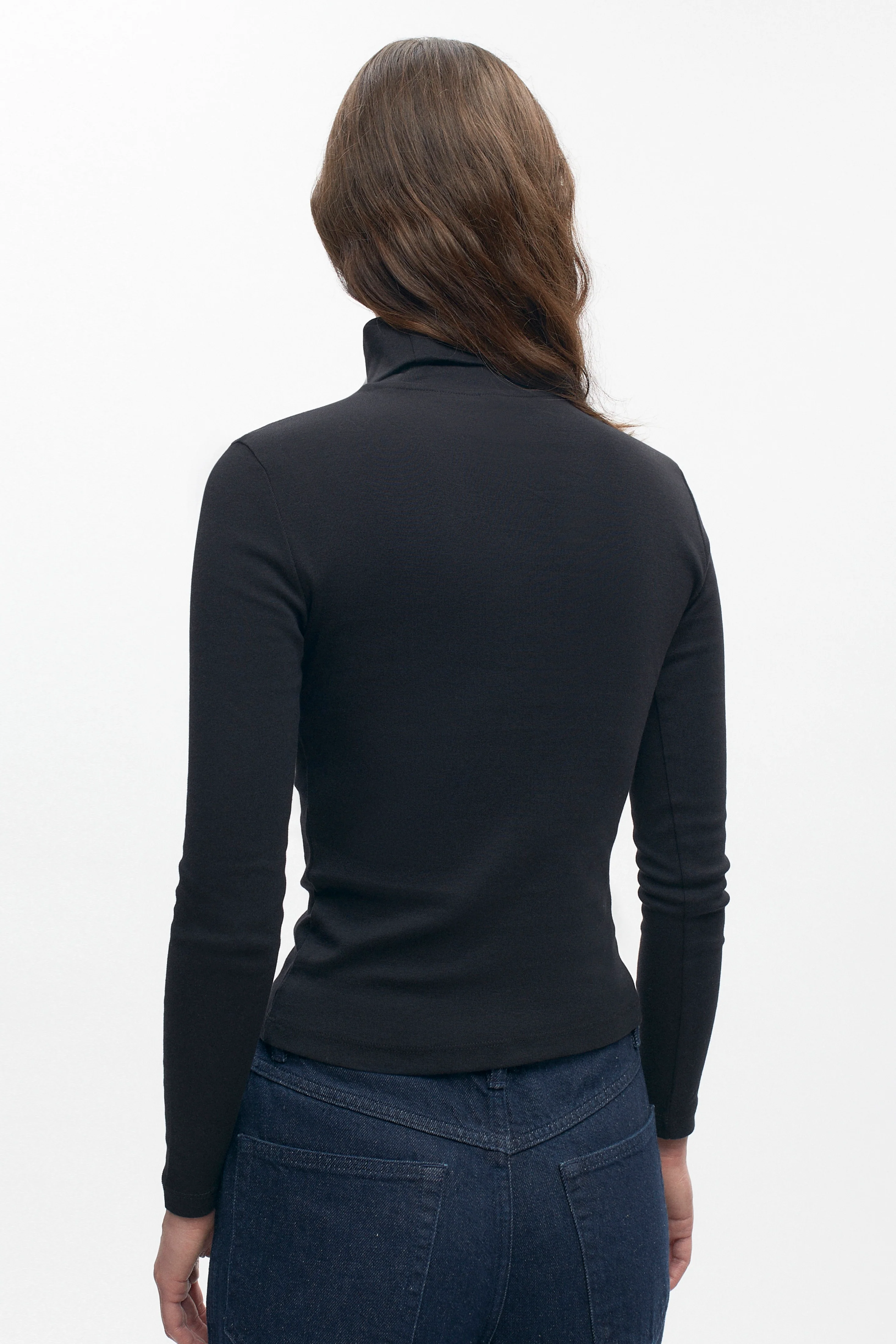 Women's Fitted Turtleneck in Black - Image 5