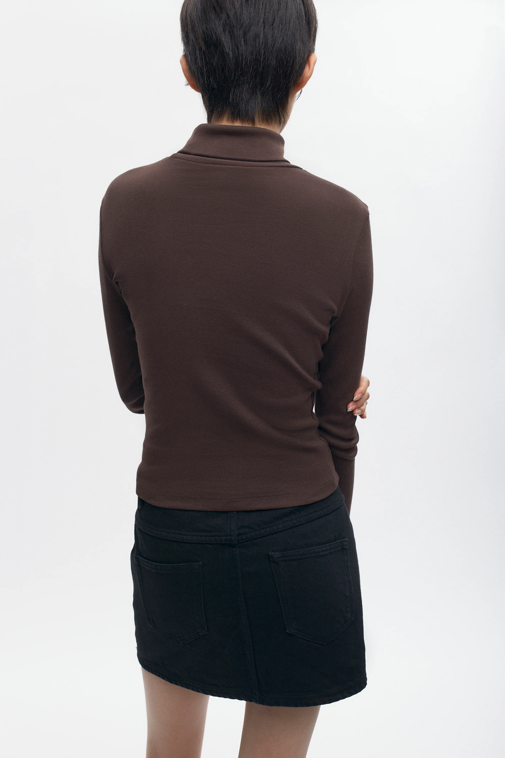Women's Fitted Turtleneck in Coffee Bean - Image 3