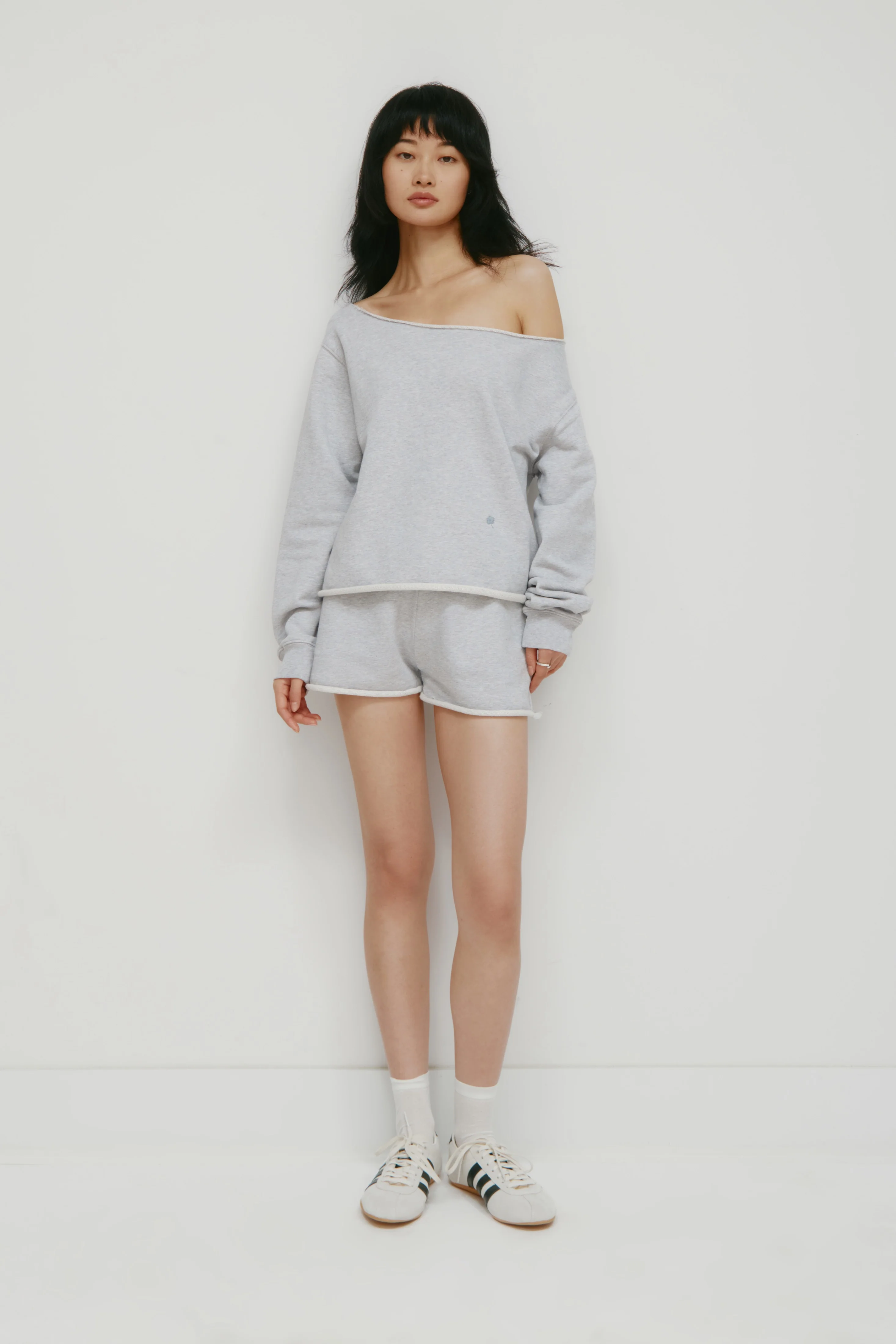 Women's French Terry Cutoff Mini Short in Cloud Mix