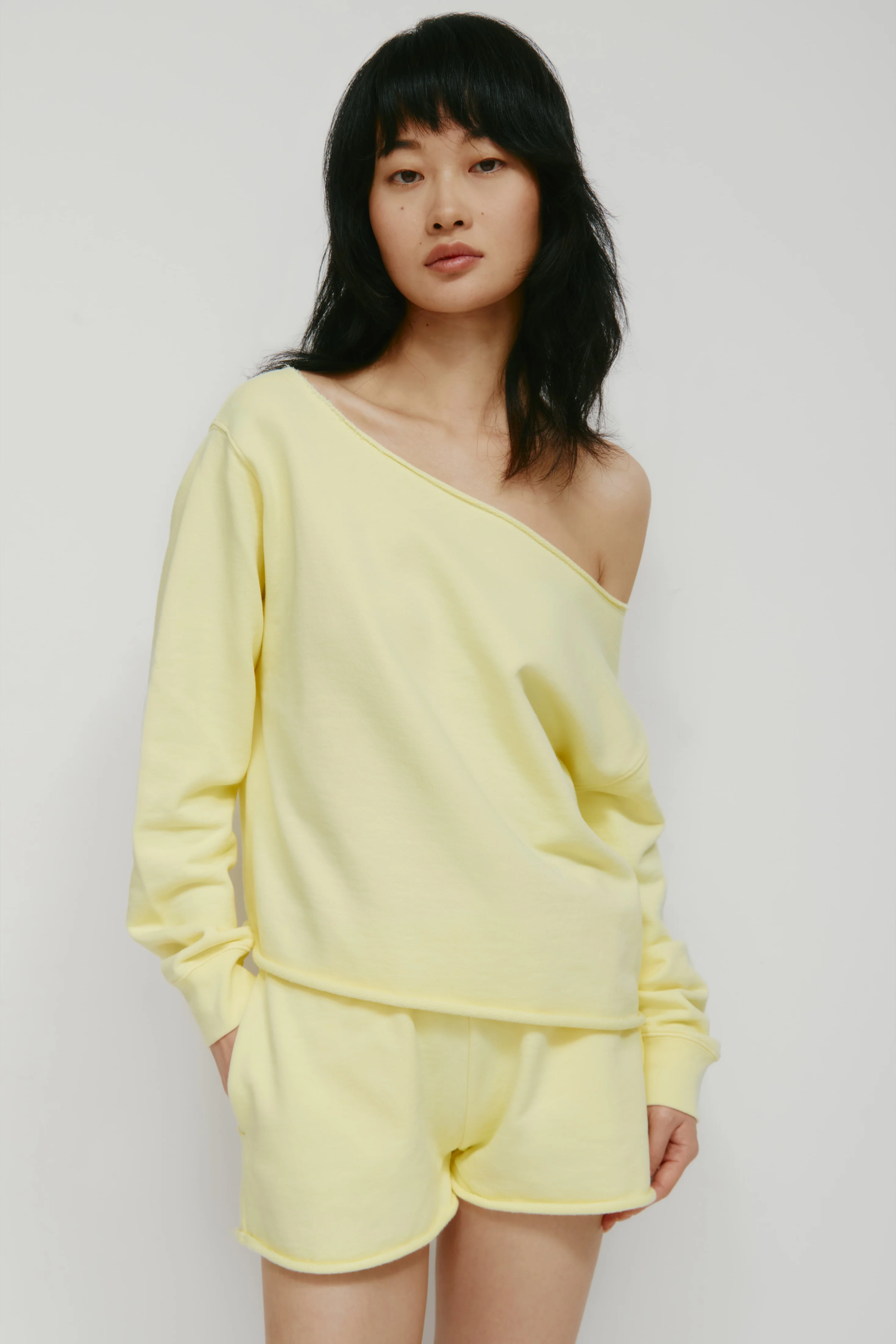 Women's French Terry Cutoff Sweatshirt in Sorbet - Image 2