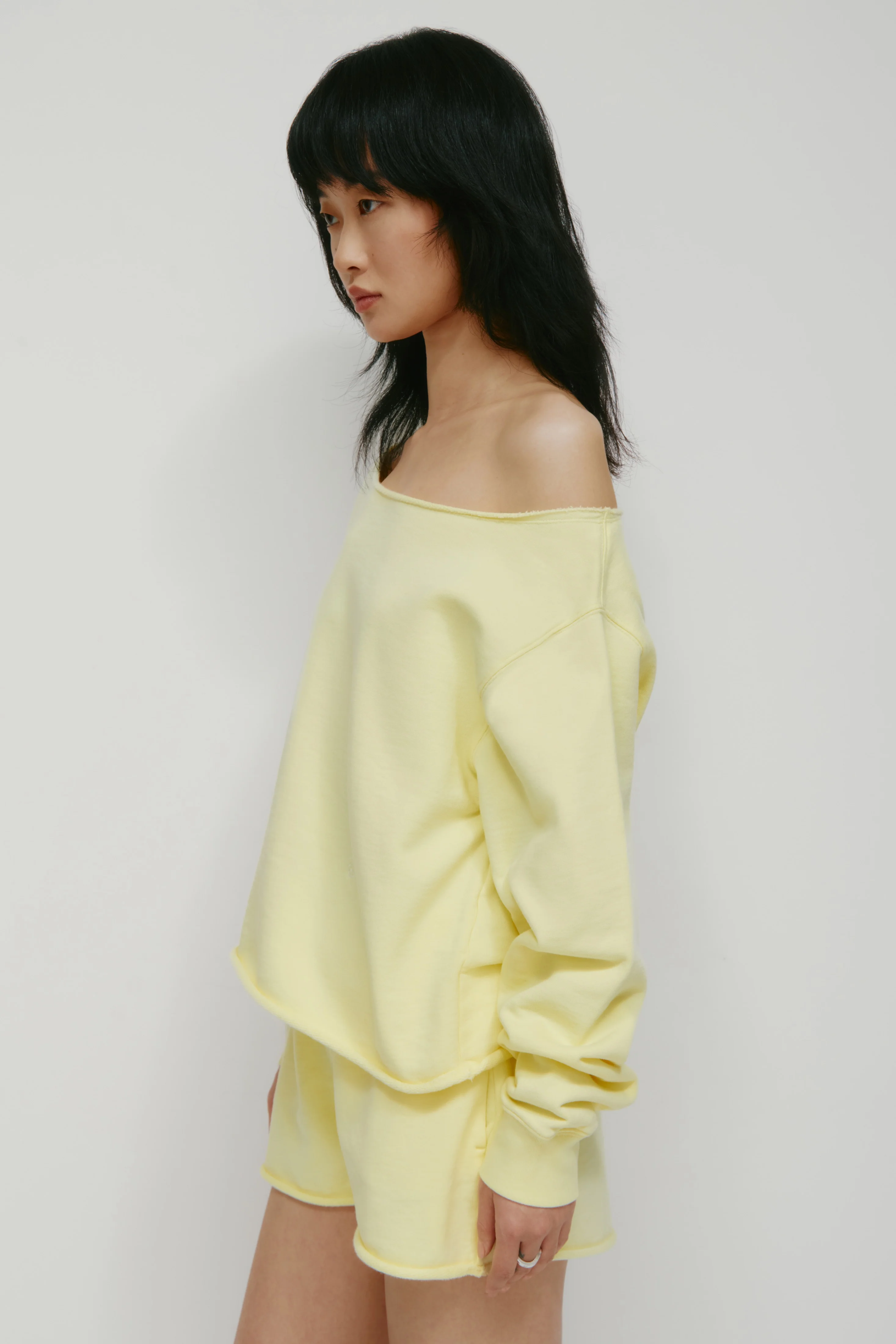 Women's French Terry Cutoff Sweatshirt in Sorbet - Image 3