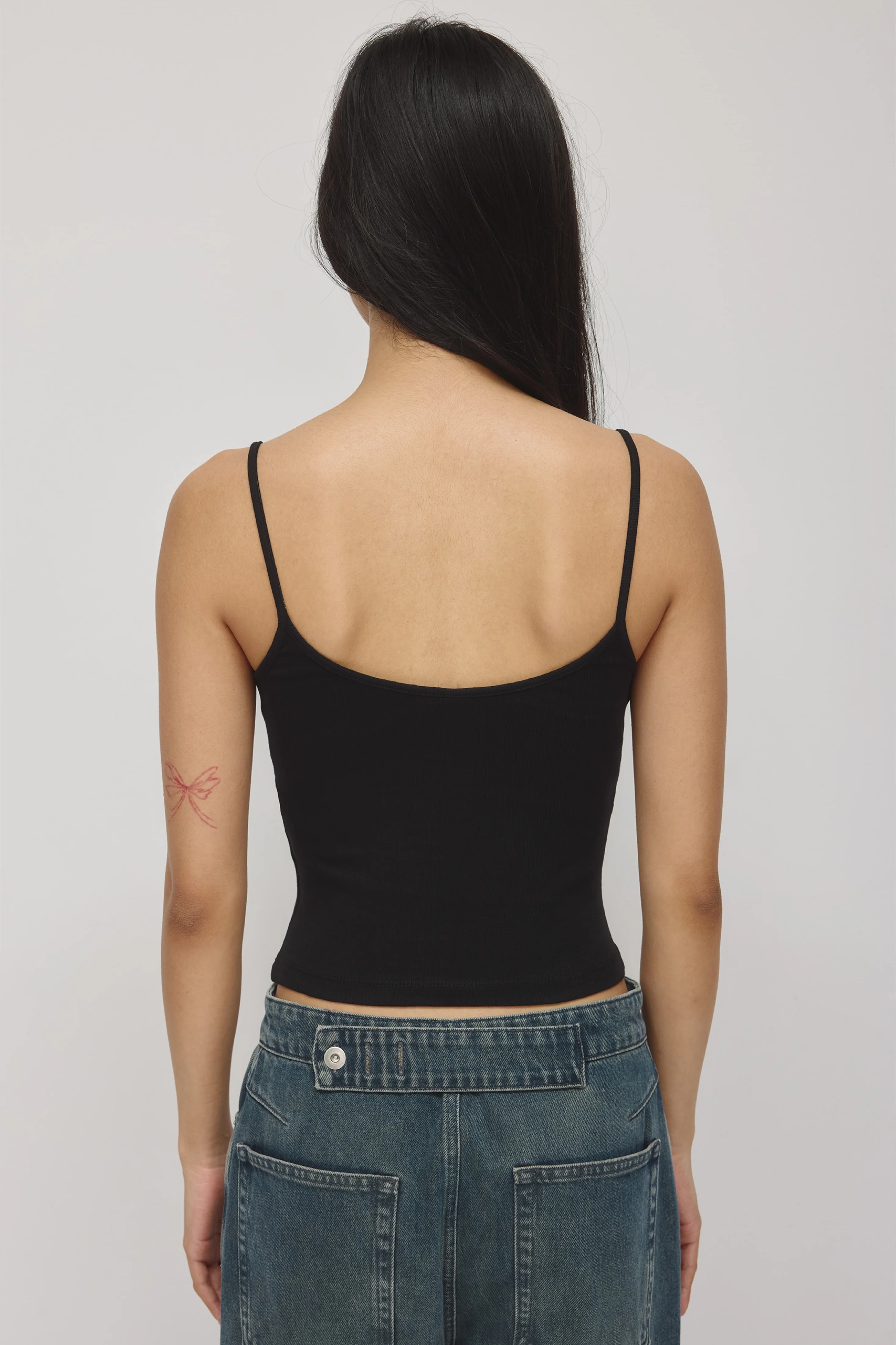 Women's Gathered Cami in Black - Image 4