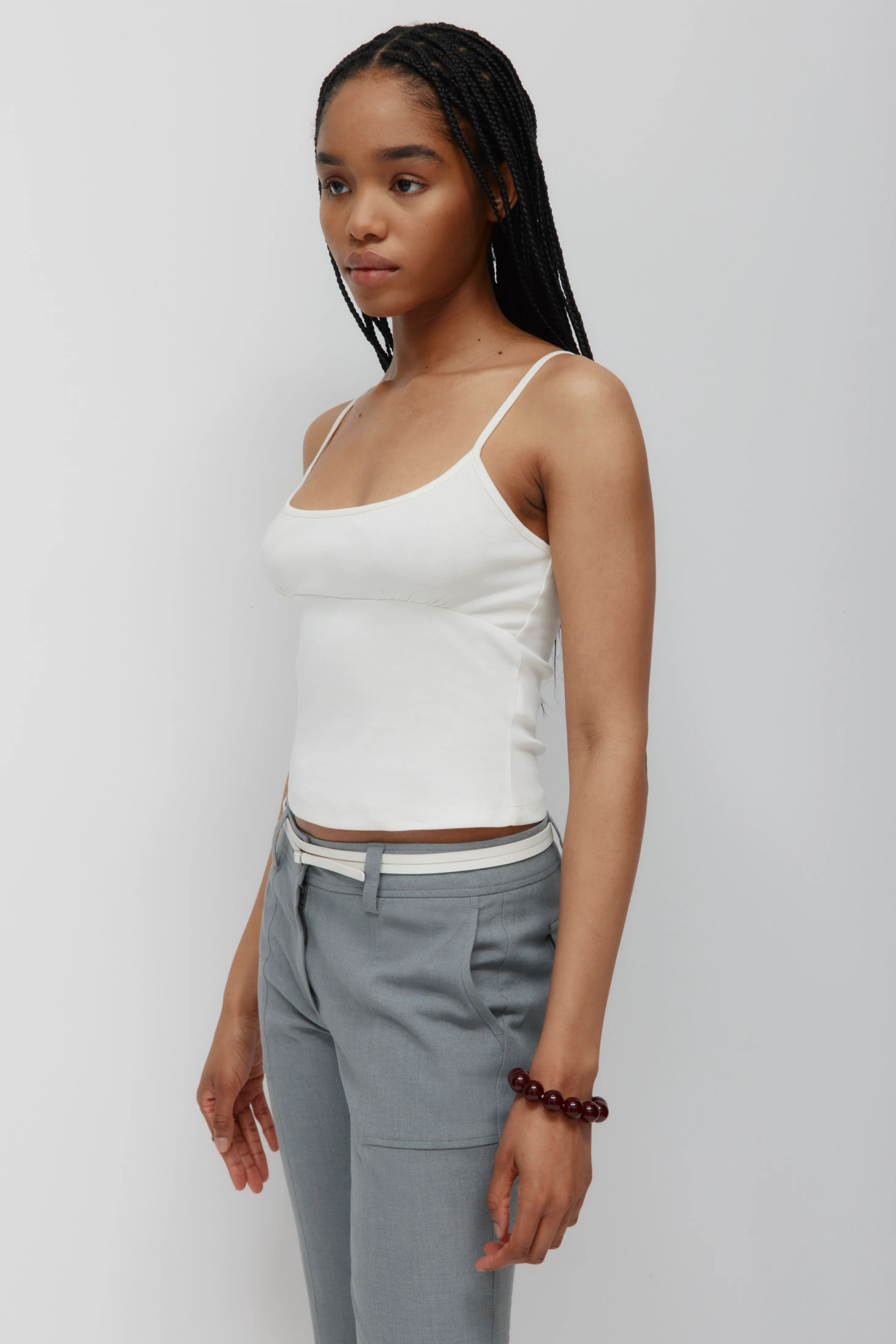 Women's Gathered Cami in Marshmallow - Image 3