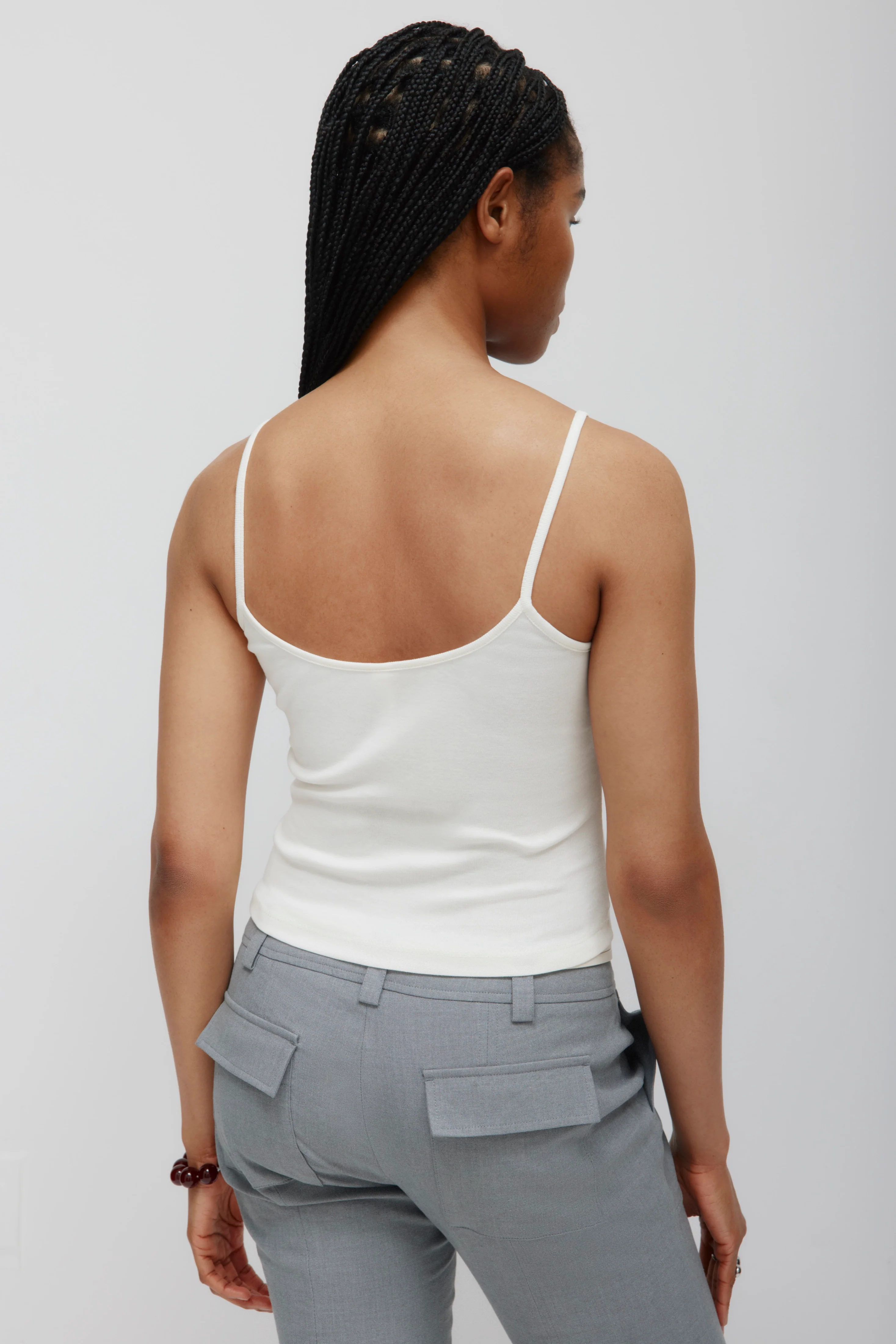 Women's Gathered Cami in Marshmallow - Image 4