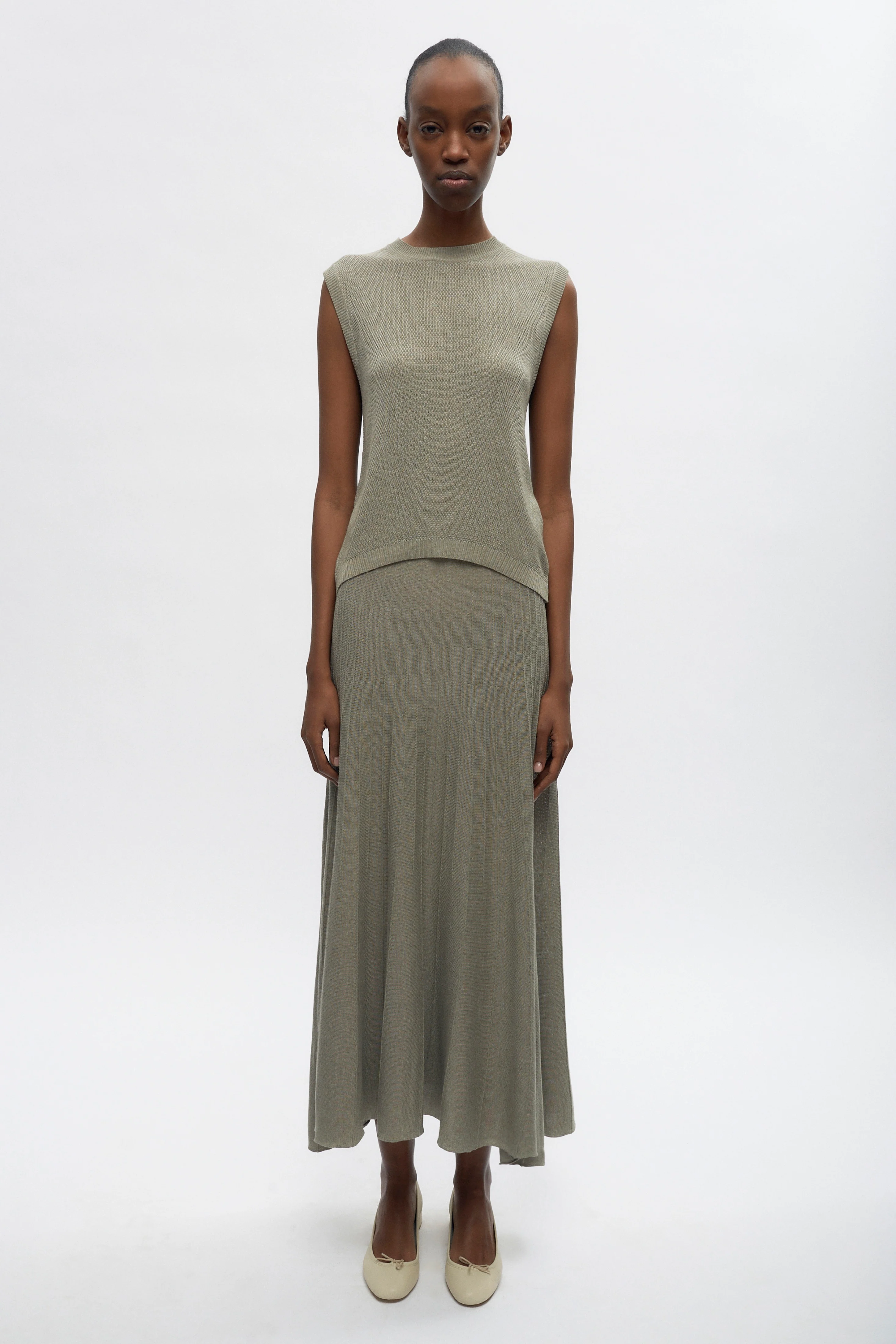 Women's Gezira Knit Skirt in Dune Grass - Image 2