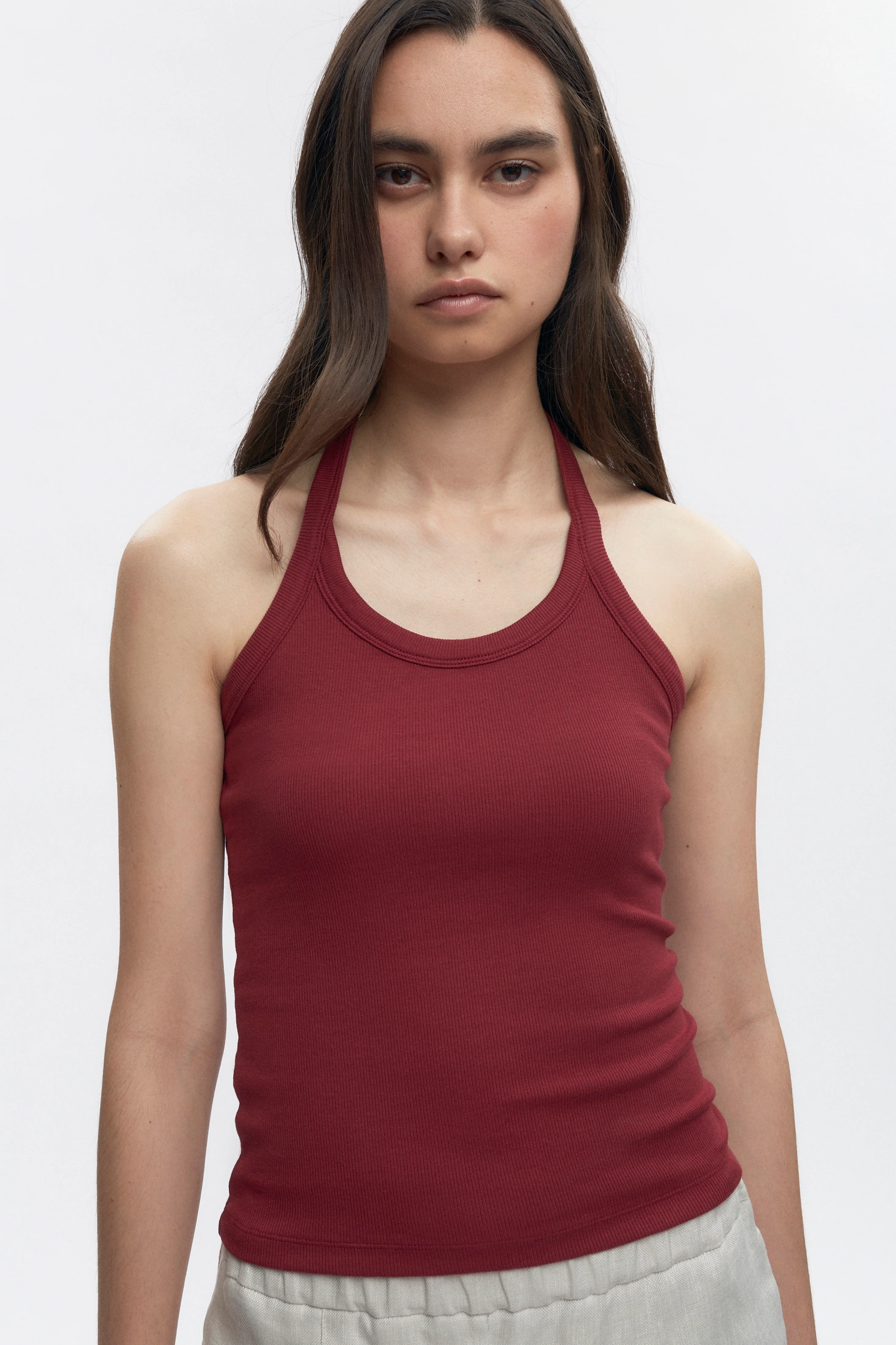 Women's Halter Tank in Sunstar Red