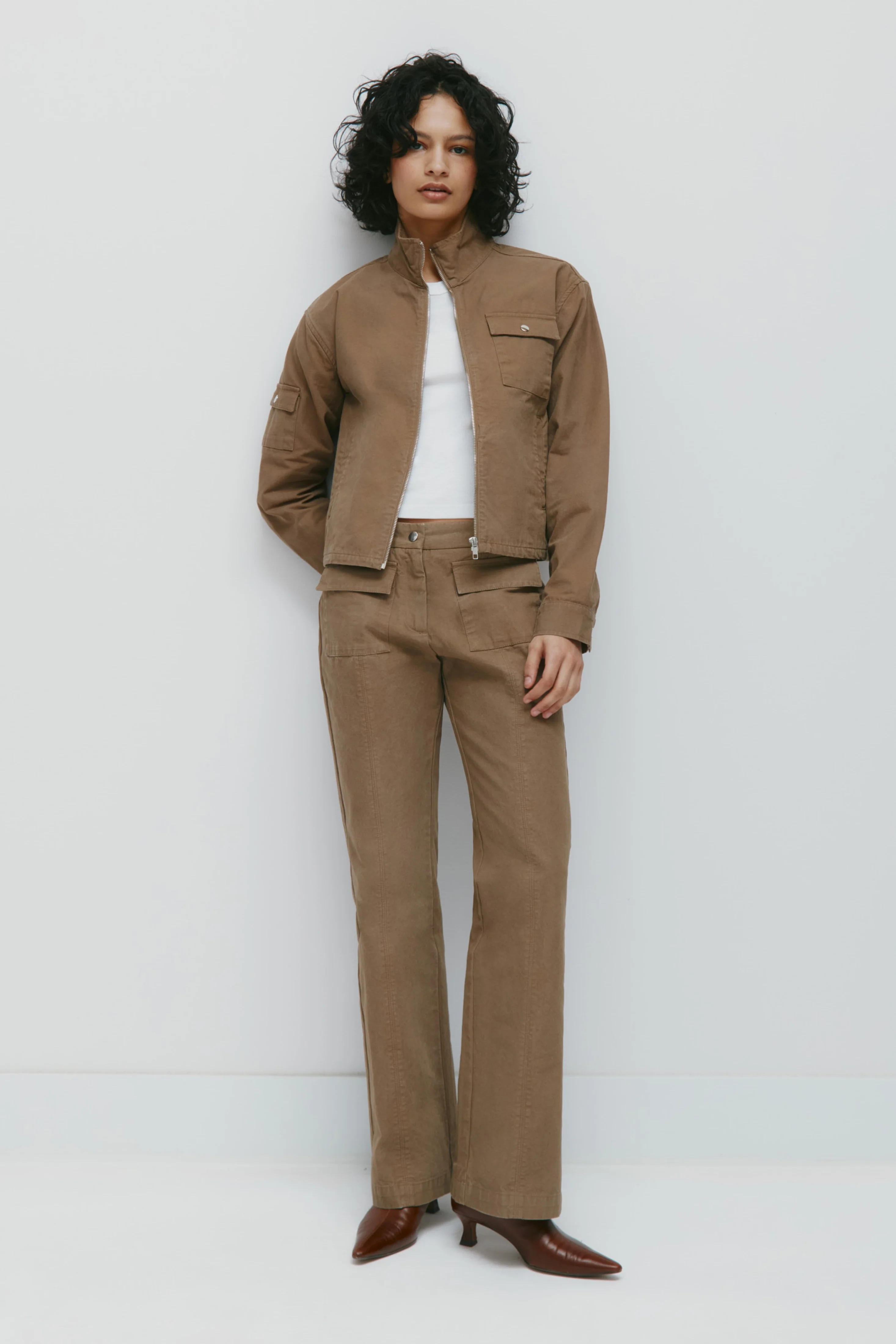 Women's Heka Funnel Jacket in Khaki Brown - Image 3