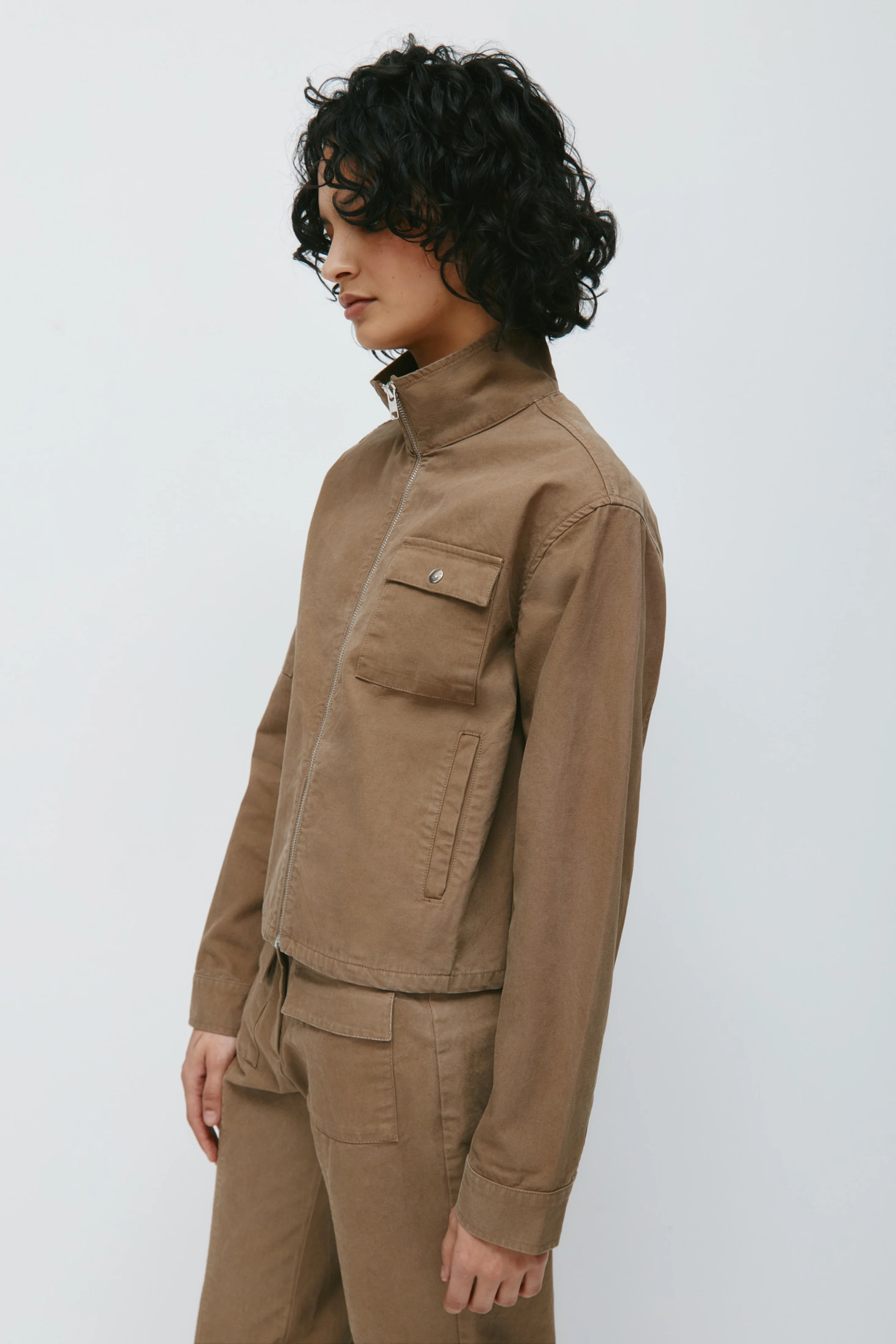 Women's Heka Funnel Jacket in Khaki Brown - Image 6