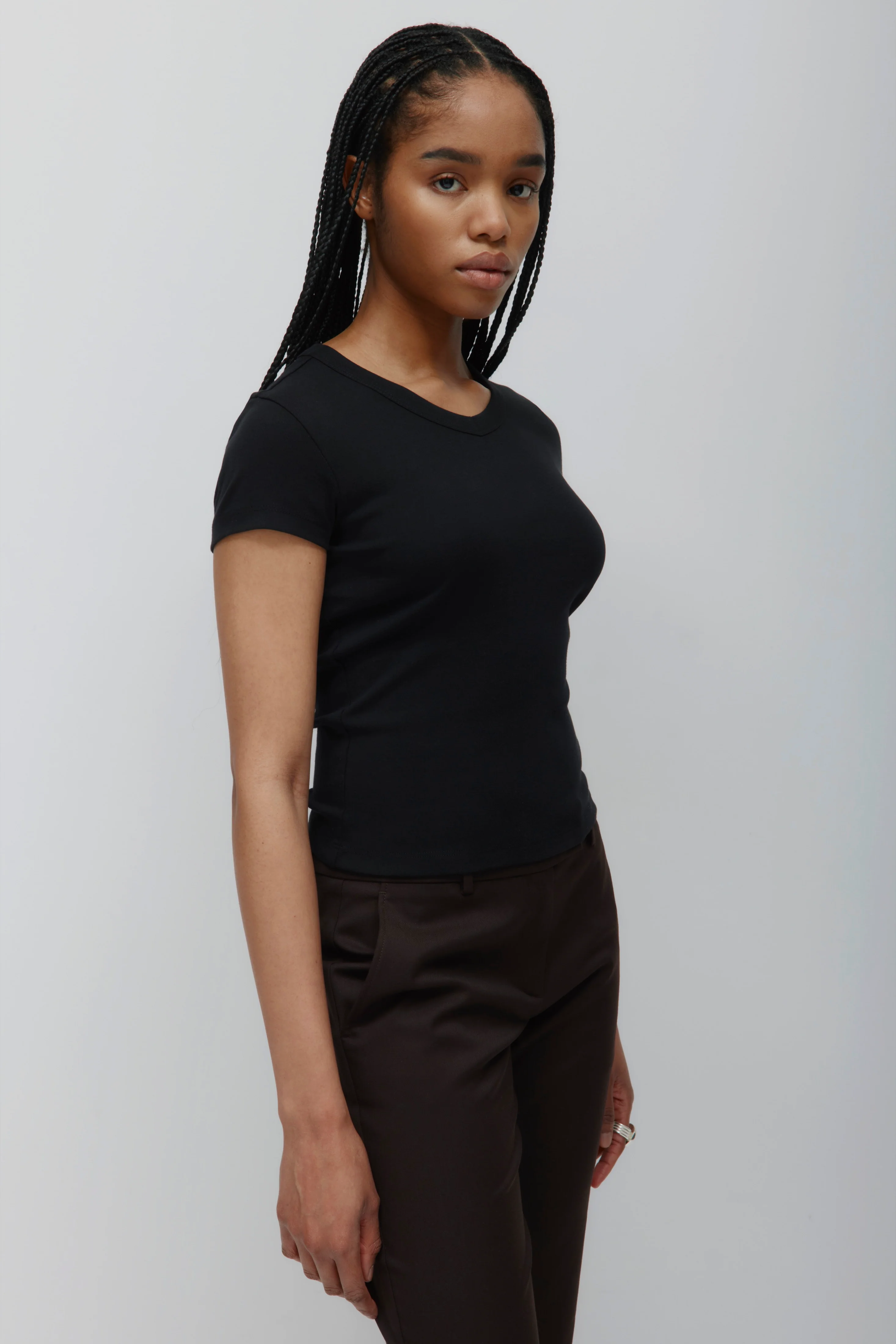Women's High V-neck Tee in Black - Image 3