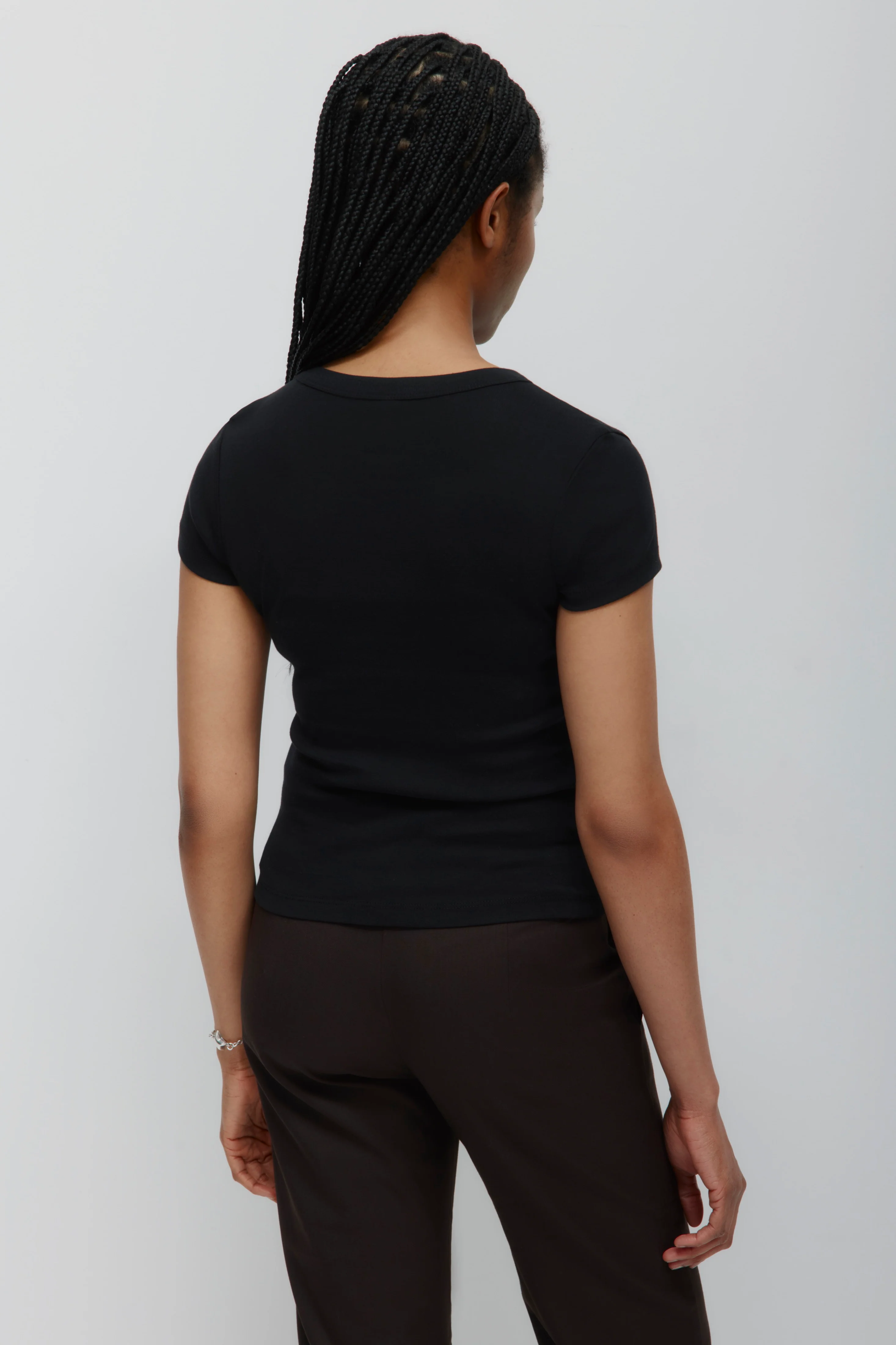 Women's High V-neck Tee in Black - Image 4