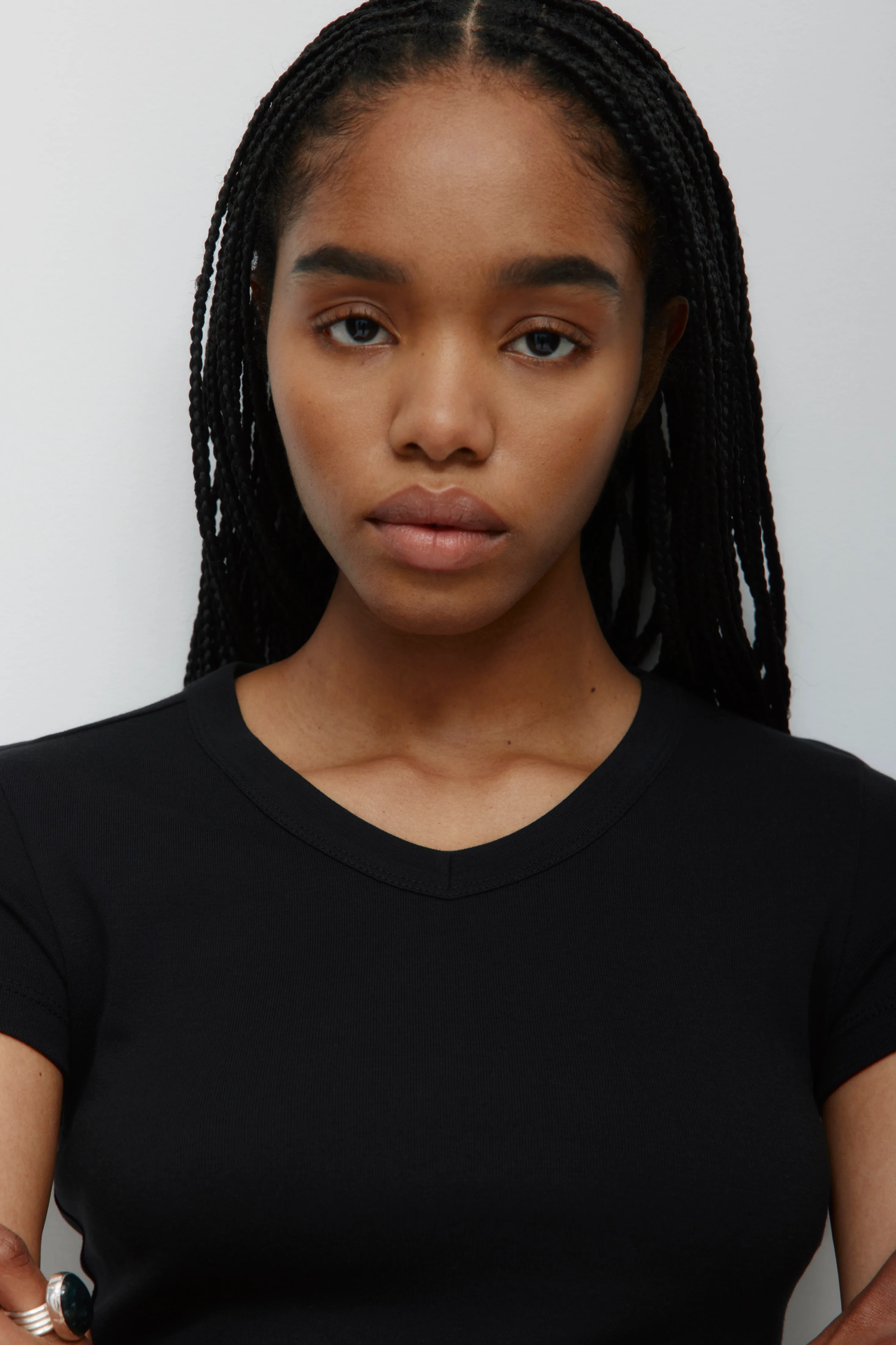 Women's High V-neck Tee in Black - Image 5
