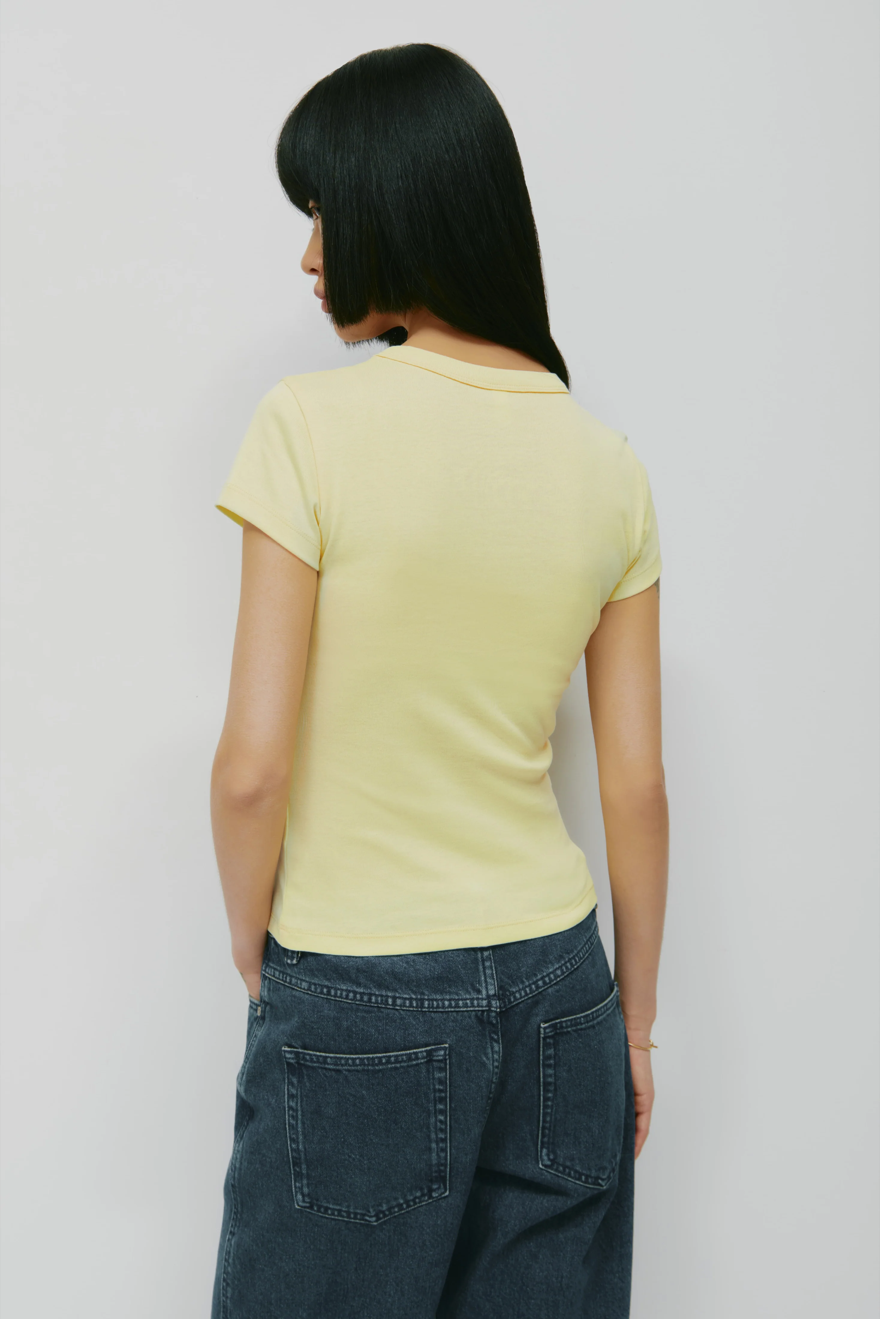 Women's High V-neck Tee in Sorbet - Image 4