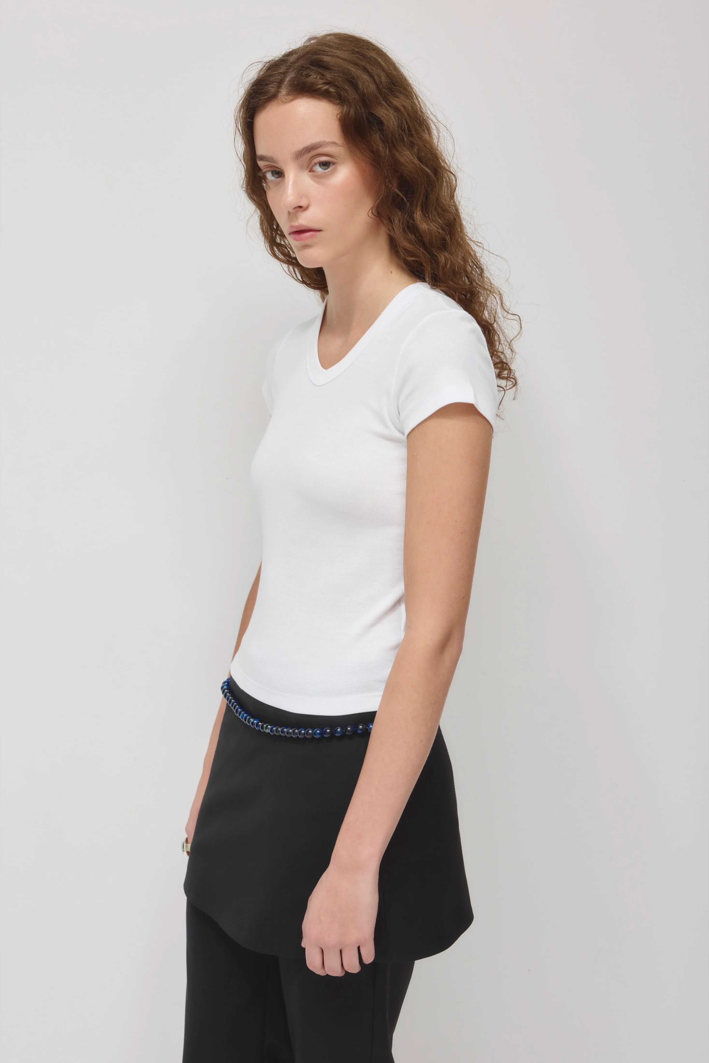 Women's High V-neck Tee in White - Image 3