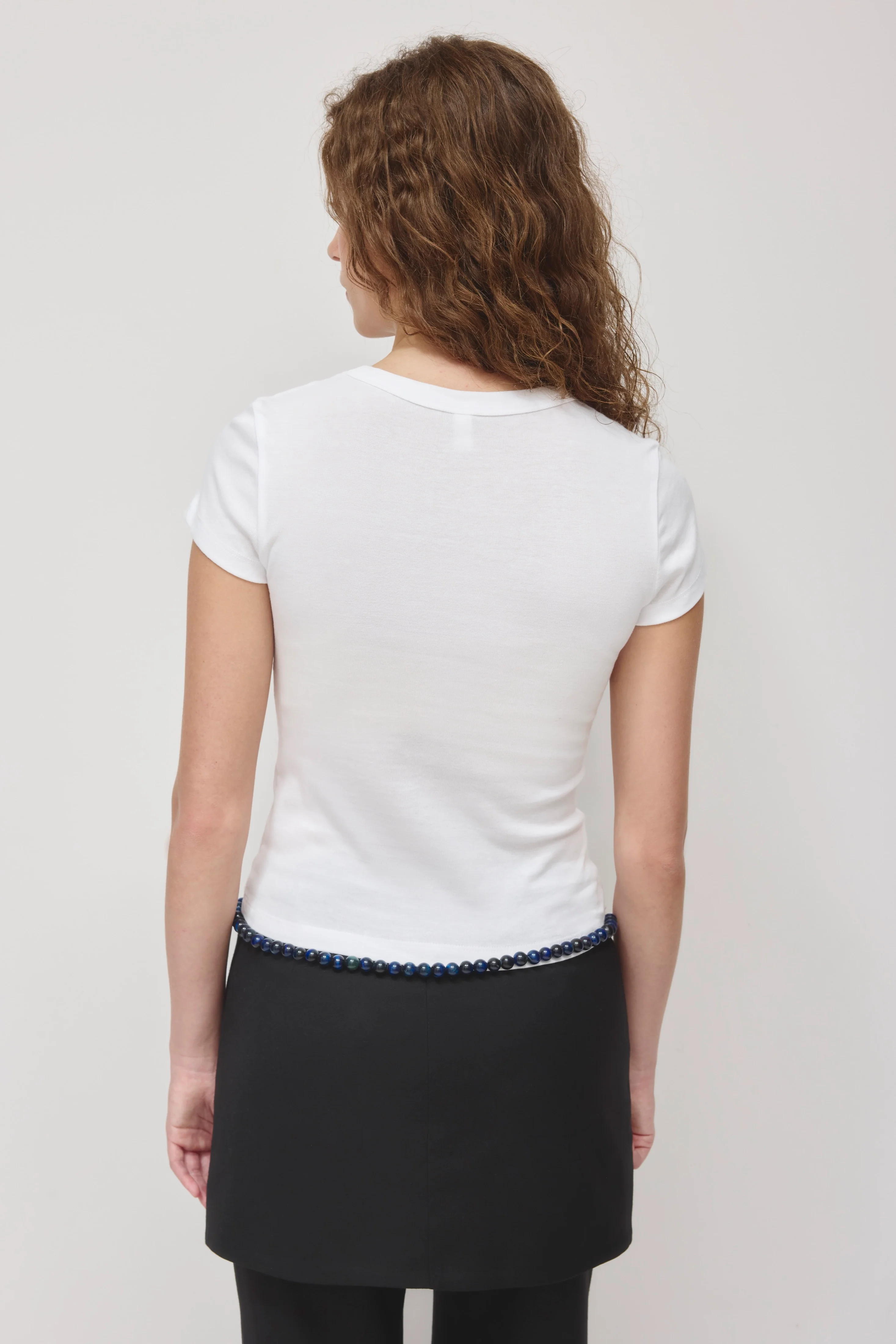 Women's High V-neck Tee in White - Image 4