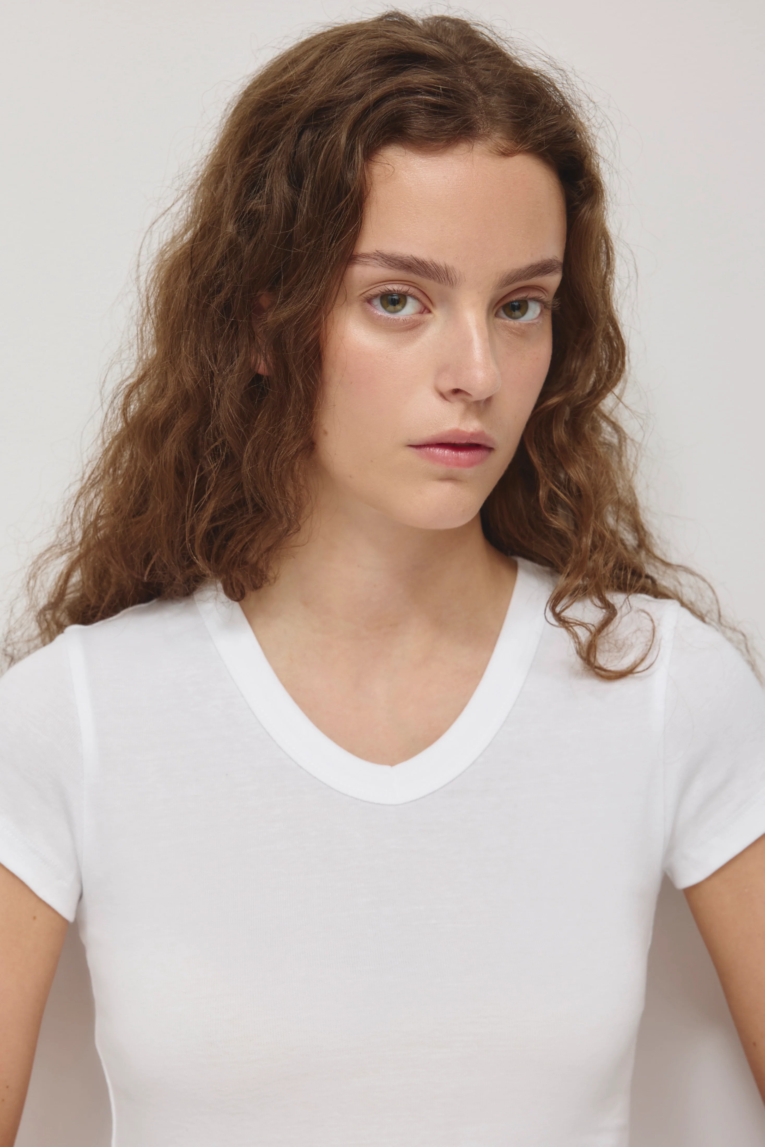 Women's High V-neck Tee in White - Image 5