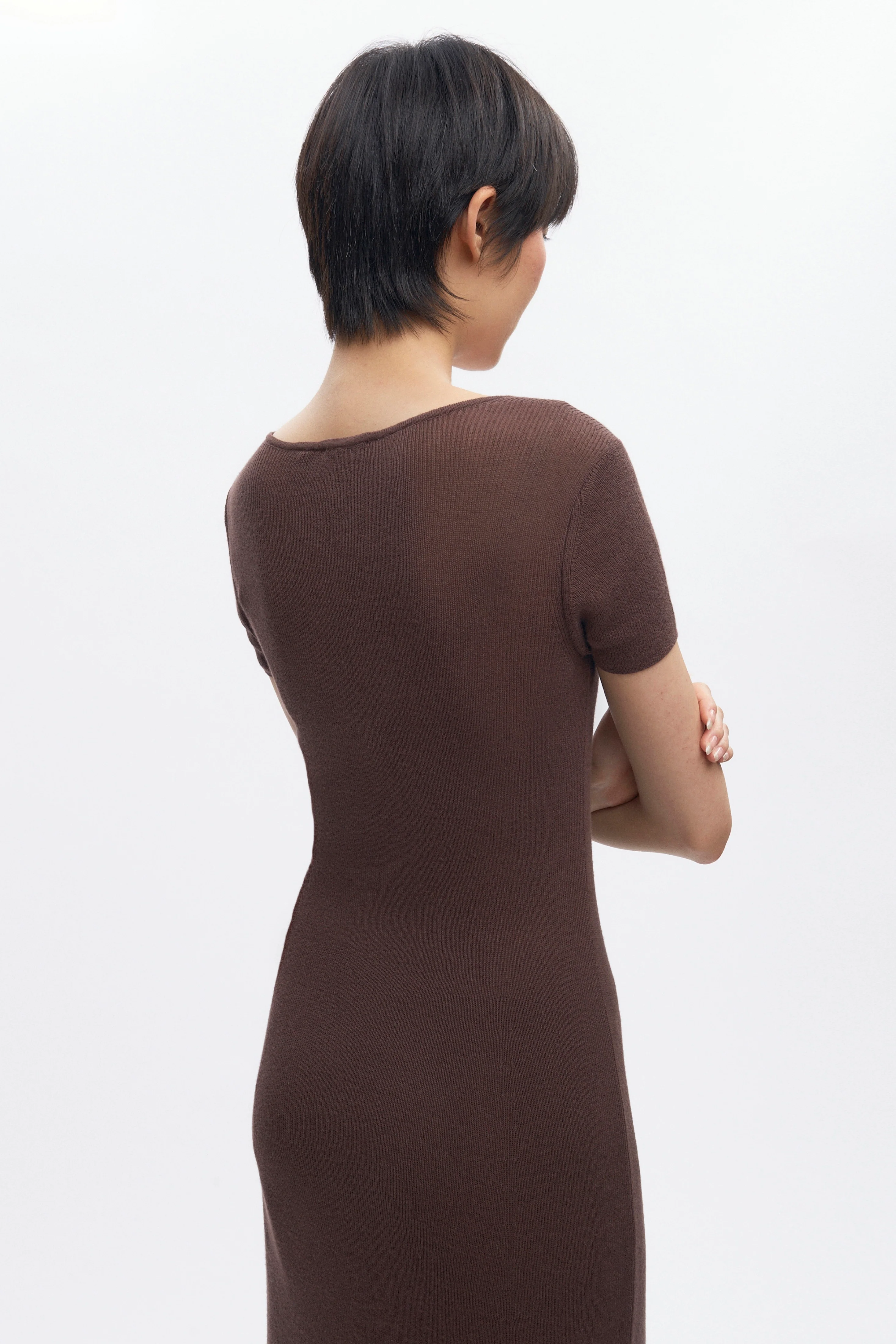 Women's Iris Knit Dress in Coffee Bean - Image 4