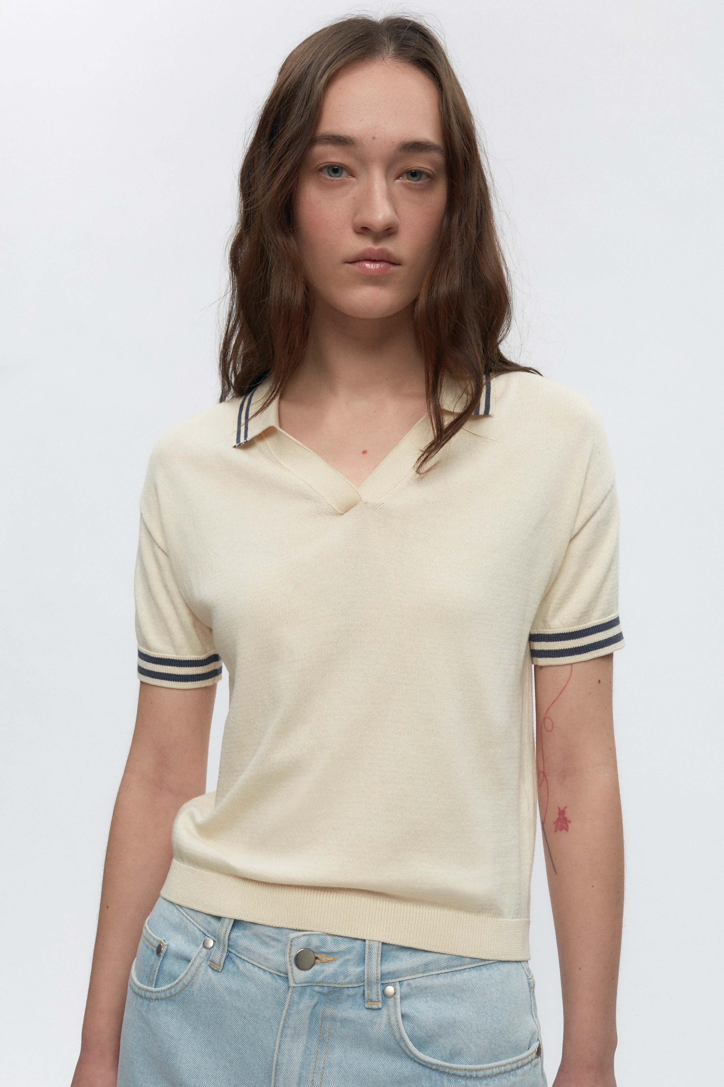 Women's Juniper Polo in Natural/Dark Dusk