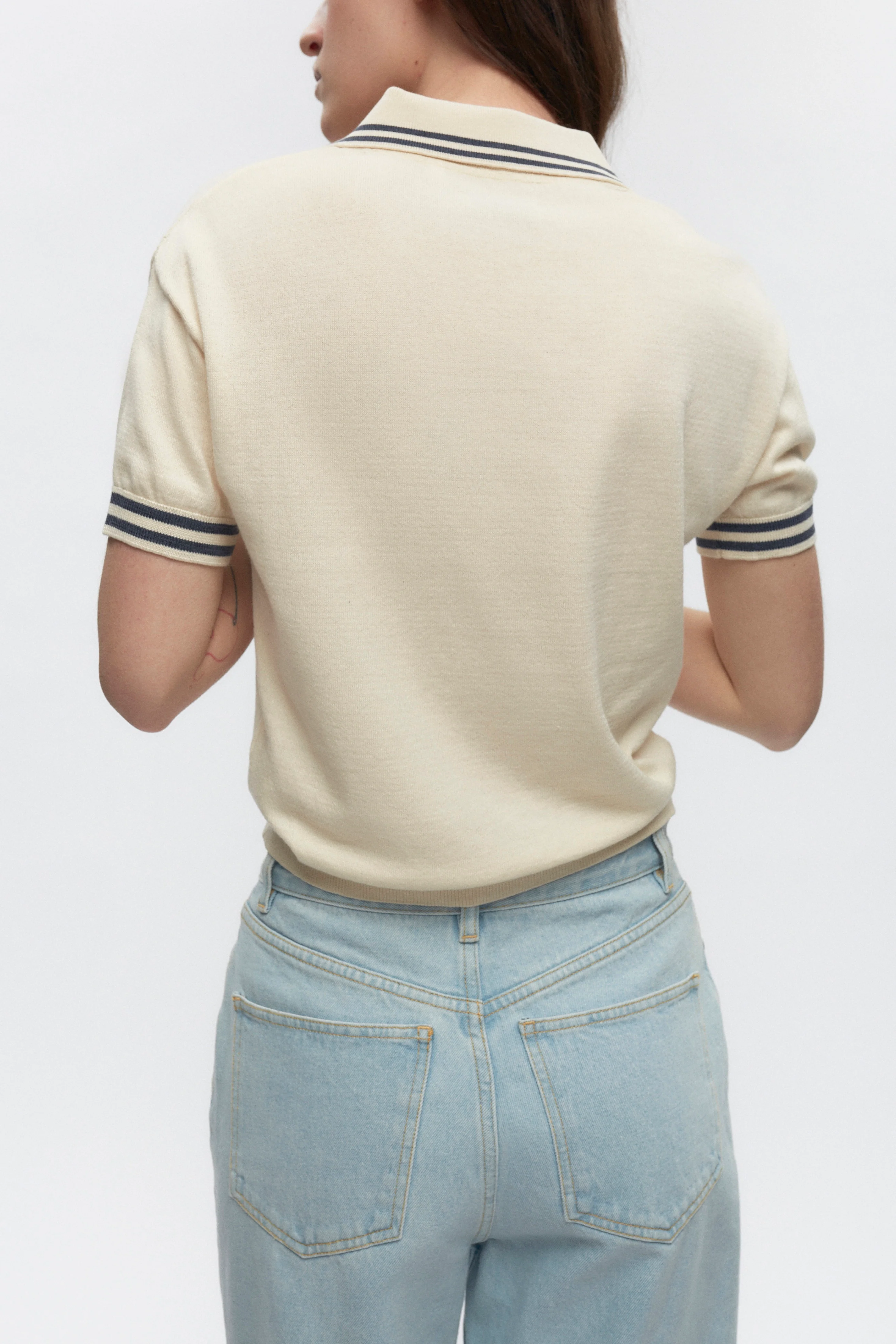Women's Juniper Polo in Natural/Dark Dusk - Image 2