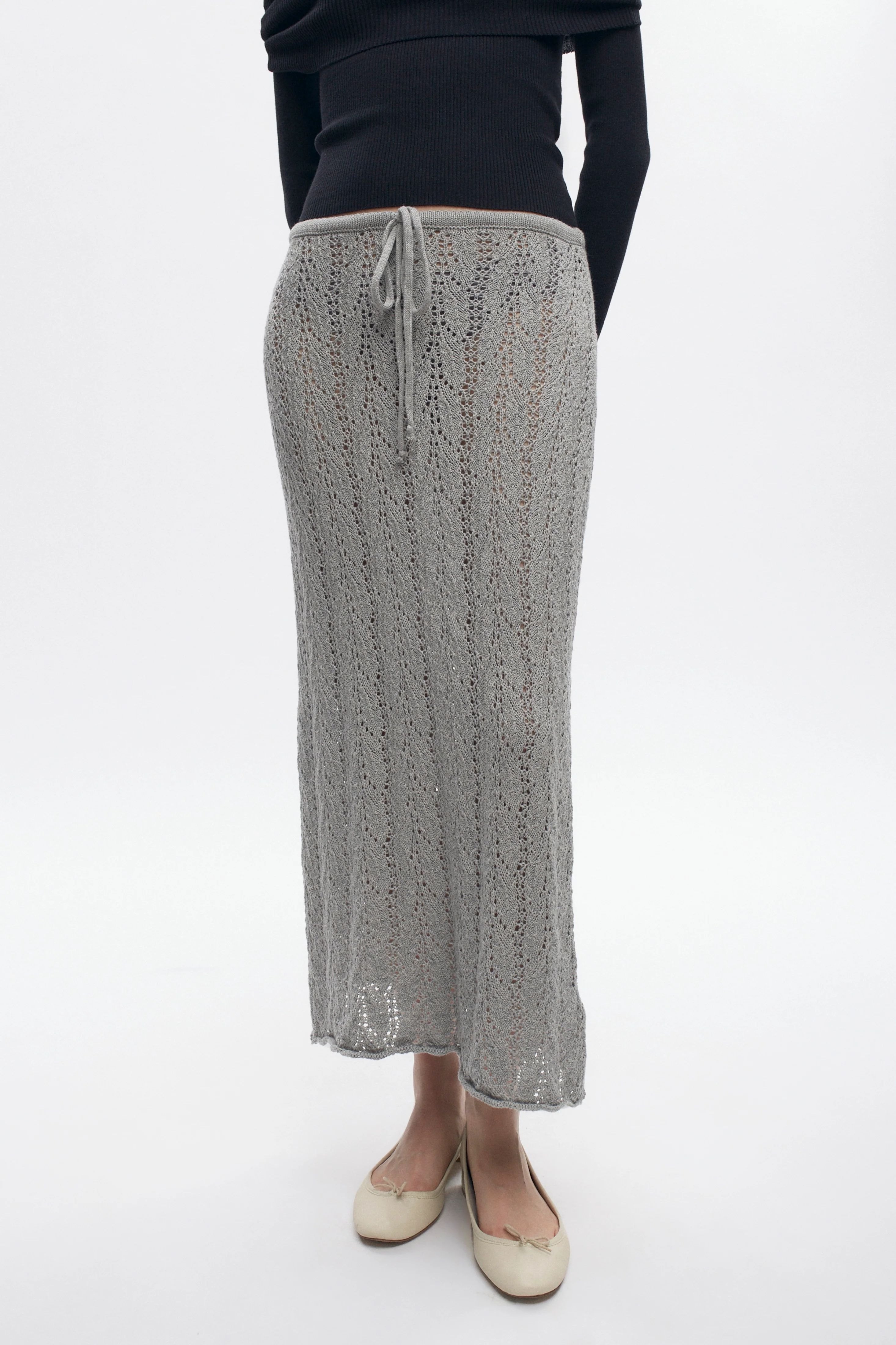 Women's Kamilah Cable Skirt in Heather Grey - Image 3