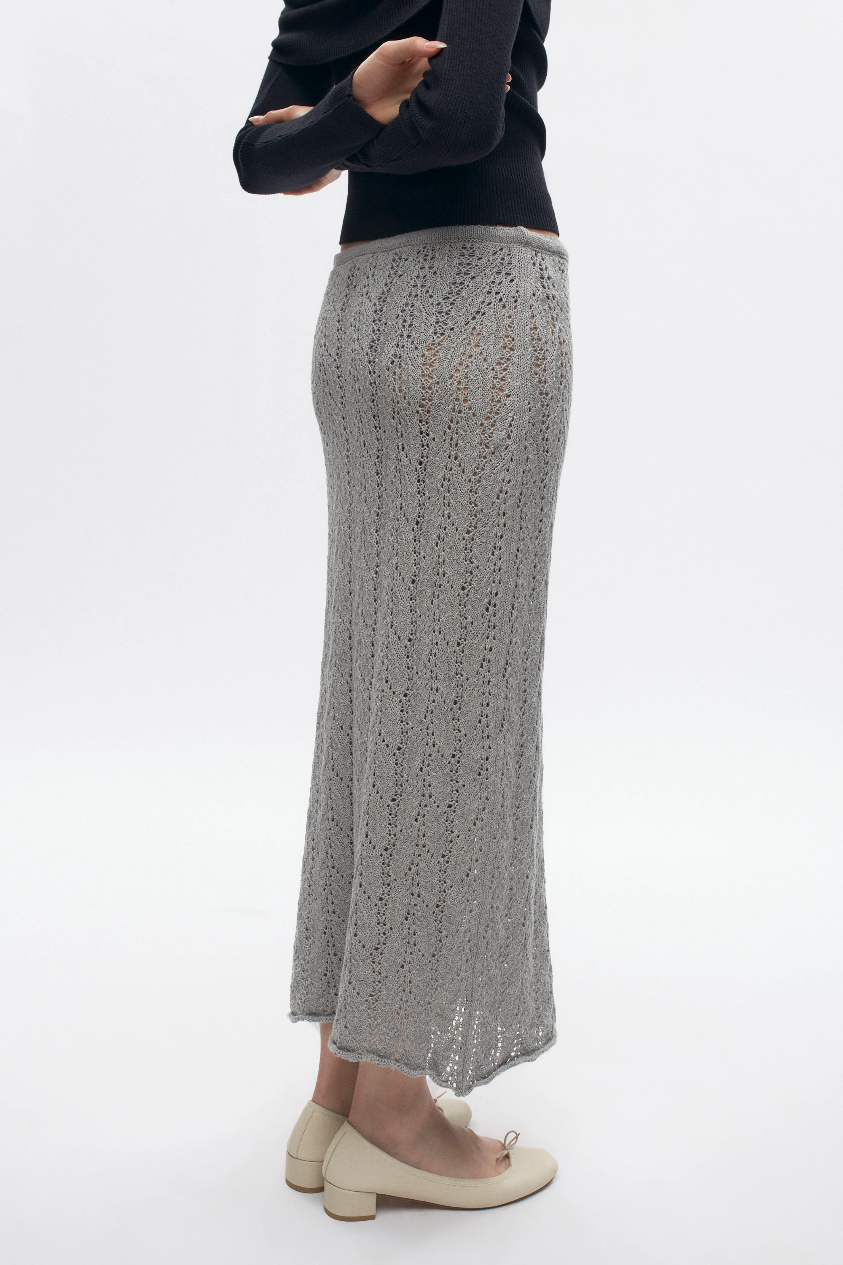 Women's Kamilah Cable Skirt in Heather Grey - Image 4