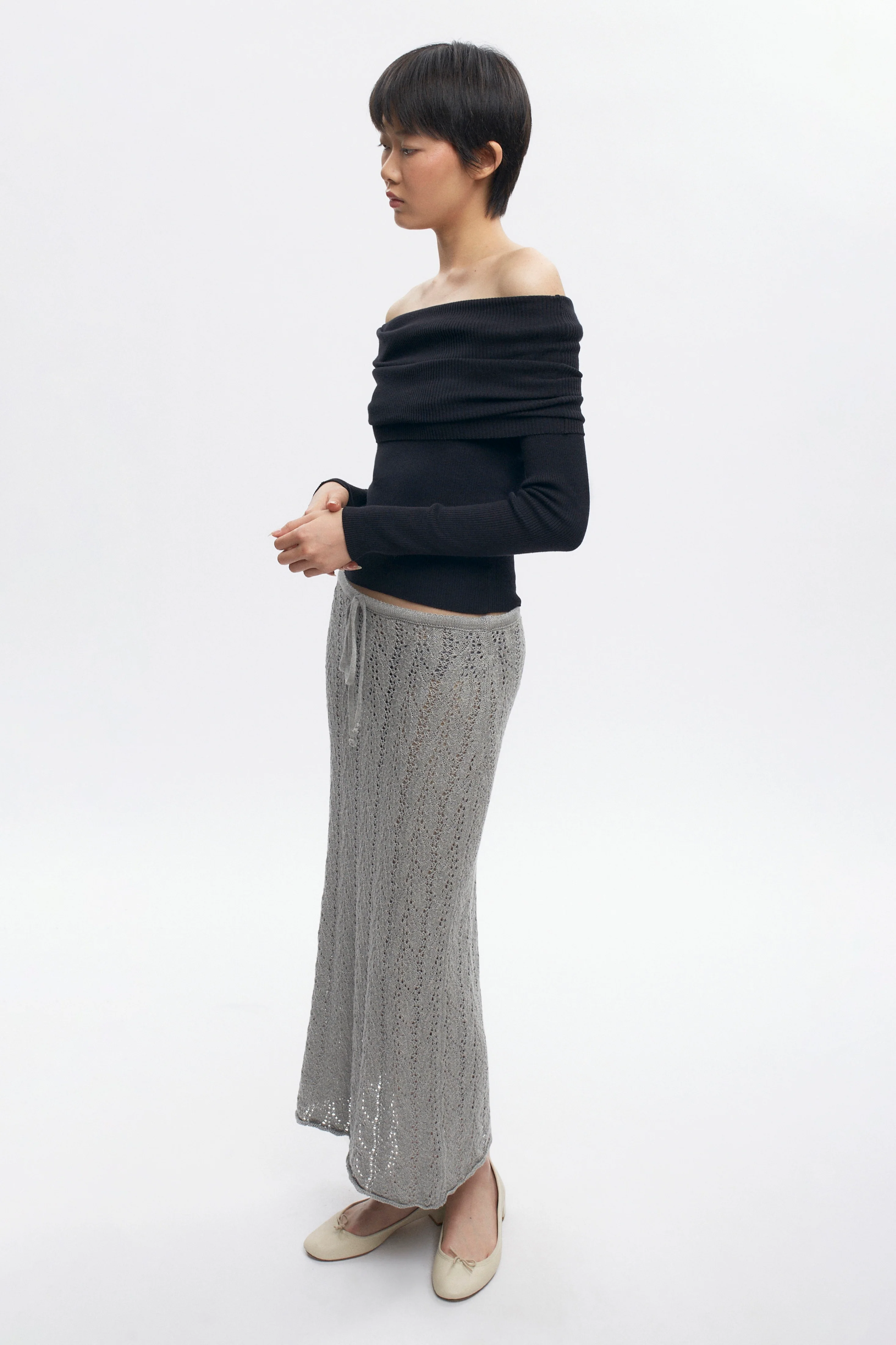 Women's Kamilah Cable Skirt in Heather Grey - Image 5