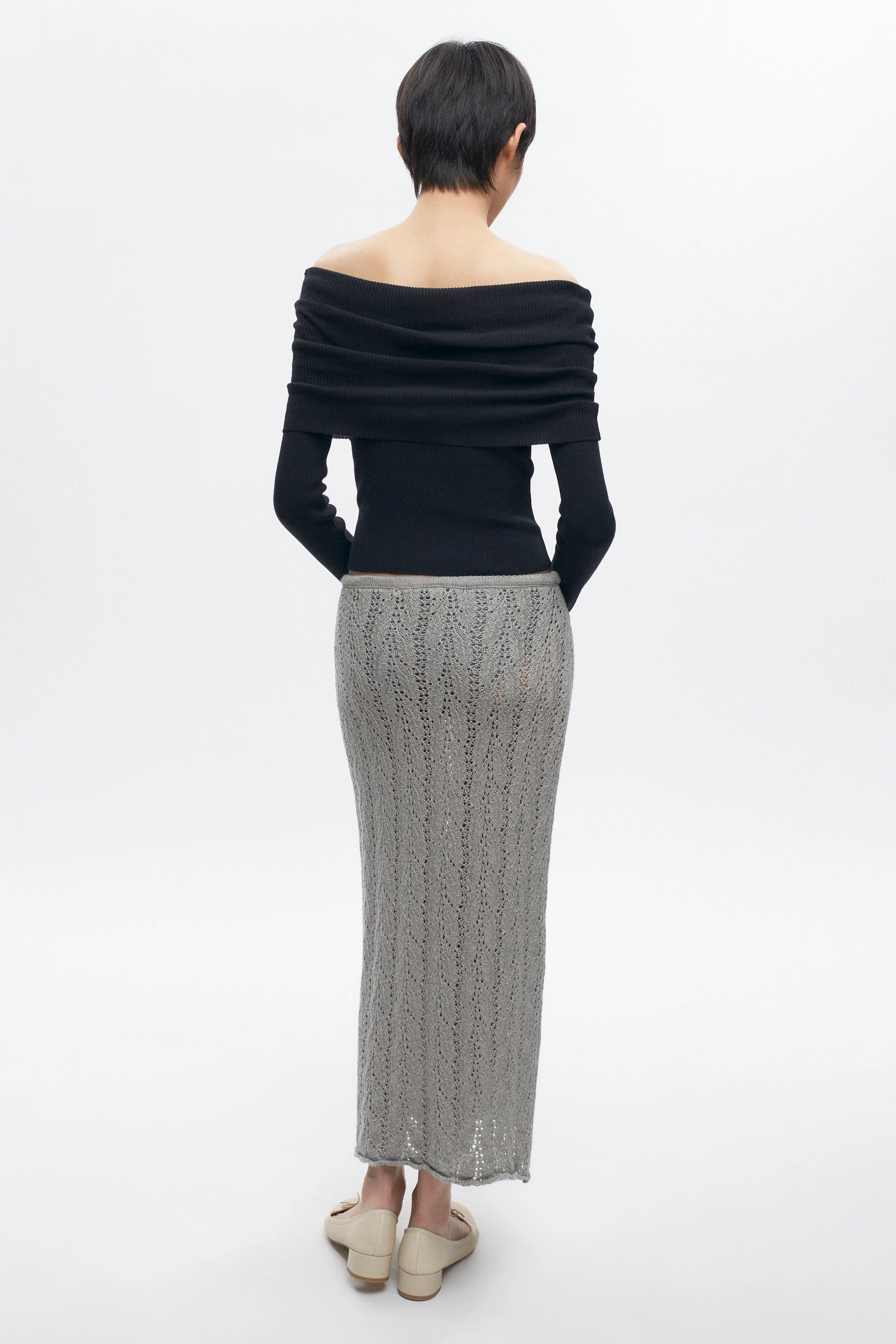 Women's Kamilah Cable Skirt in Heather Grey - Image 6
