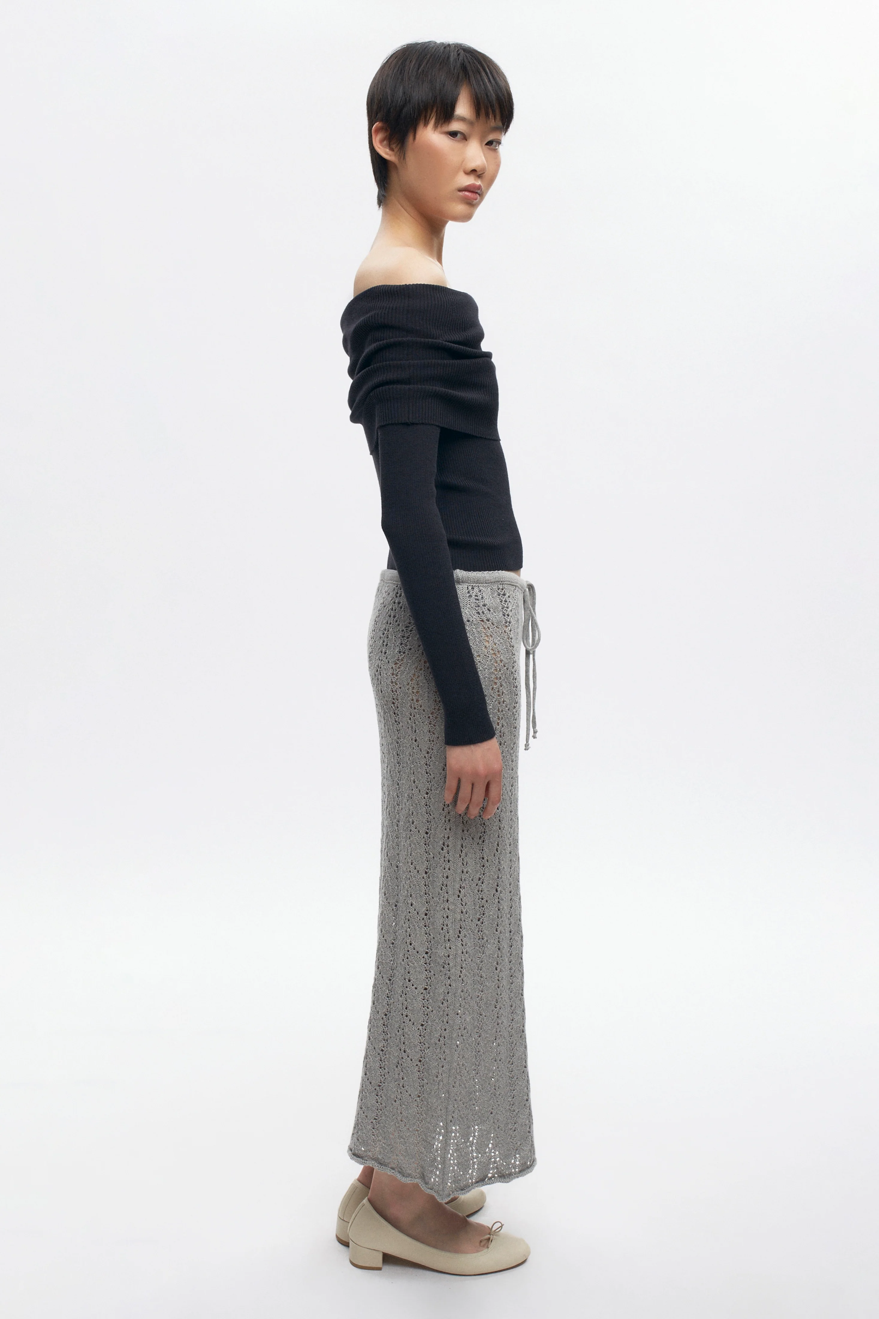 Women's Kamilah Cable Skirt in Heather Grey - Image 7
